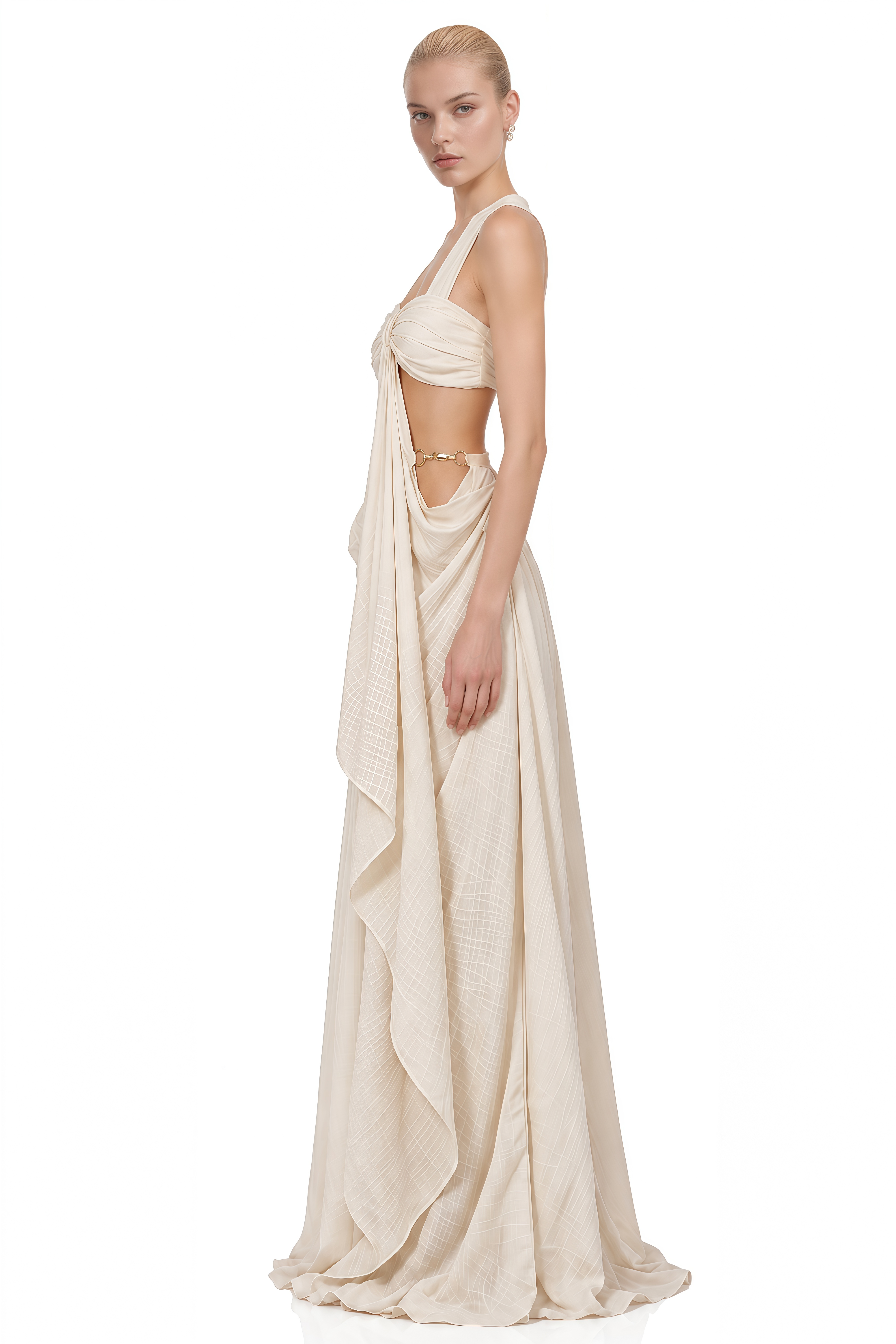 Lulu Neutral Sweetheart Neck Cut-Out Maxi Dress
