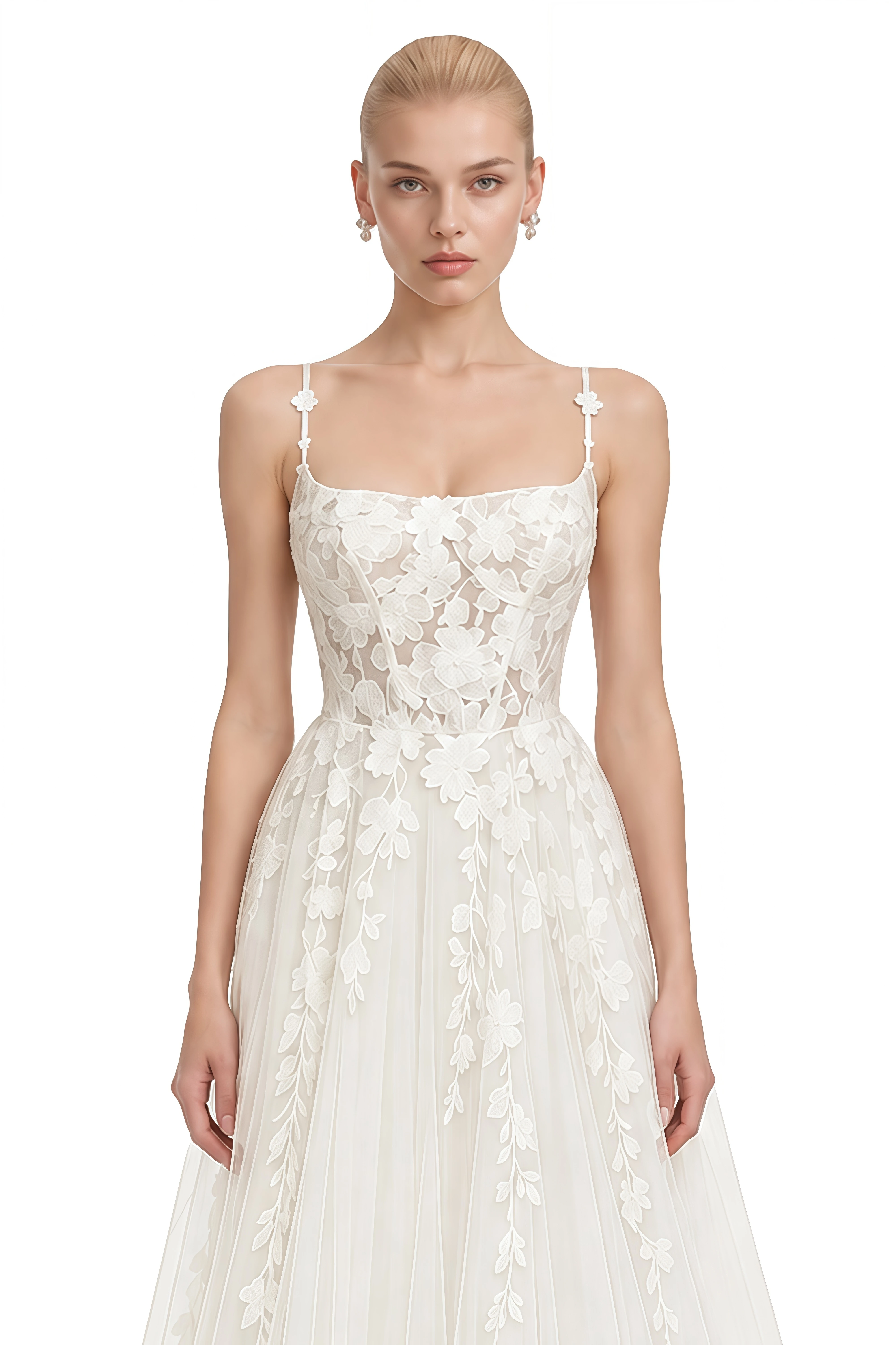 Eloise White Sleeveless Floral Appliqué Maxi Dress