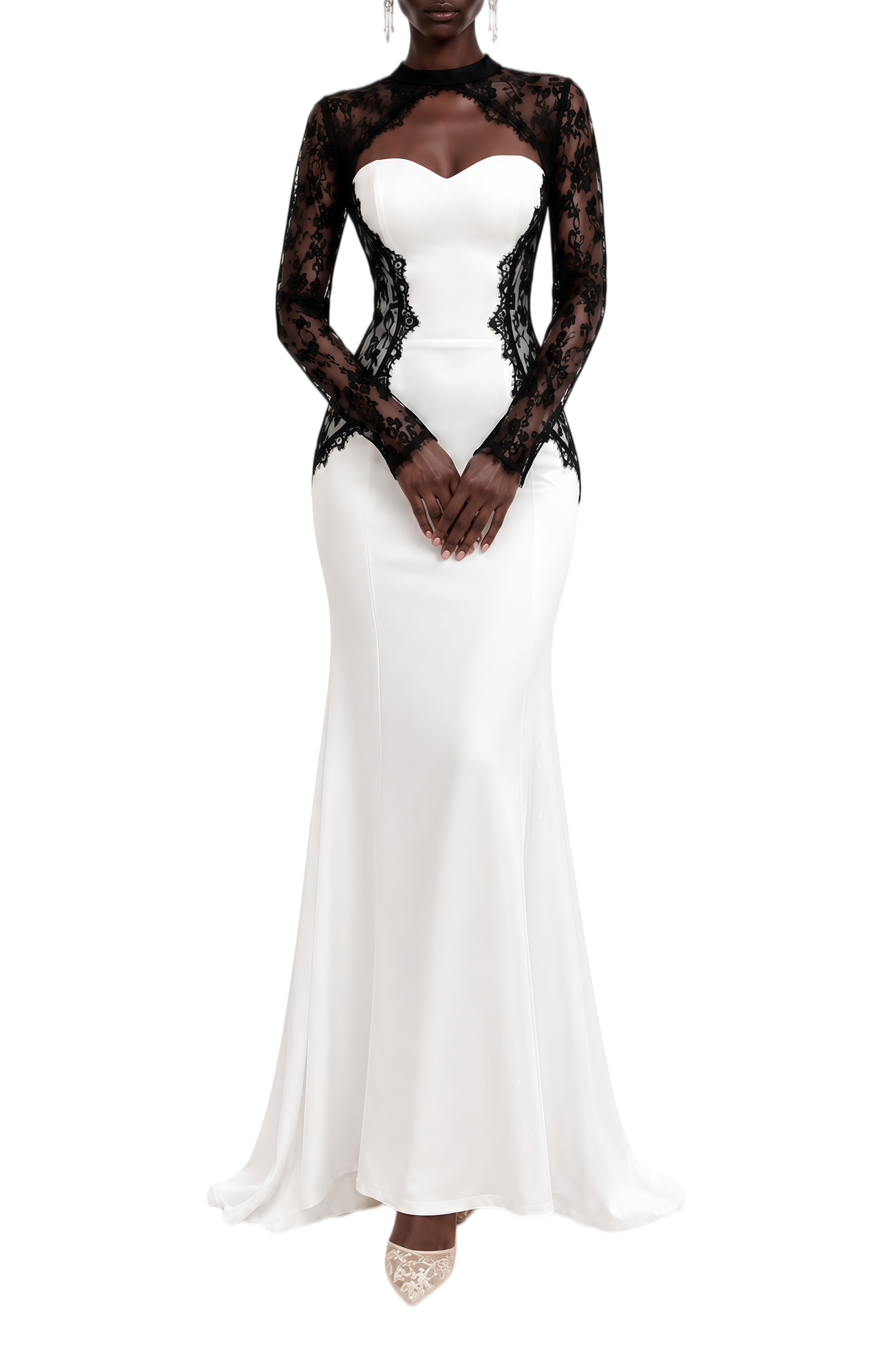 Cecilia White Long Sleeves Lace Maxi Dress
