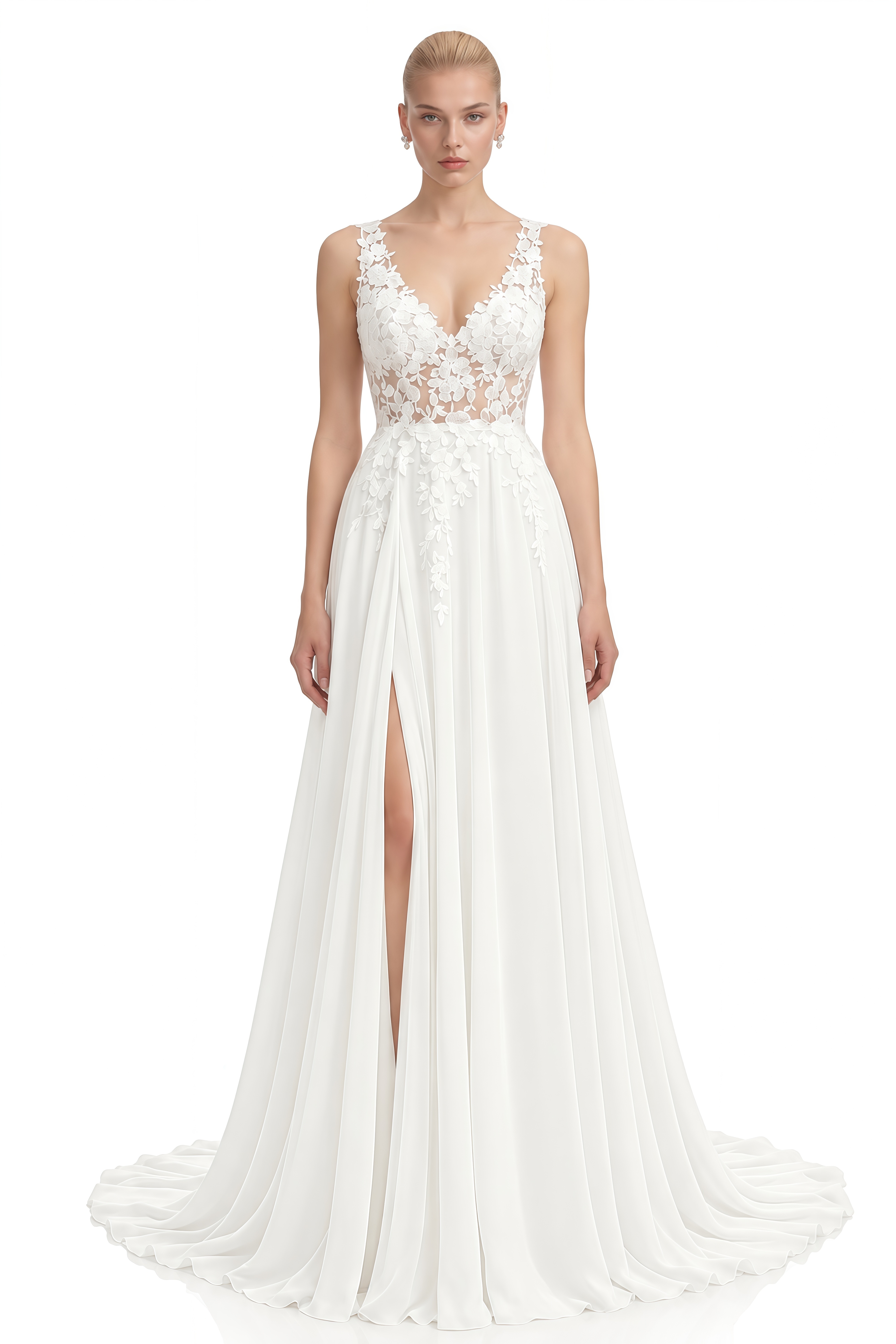 Cecile White Sleeveless Floral Maxi Dress