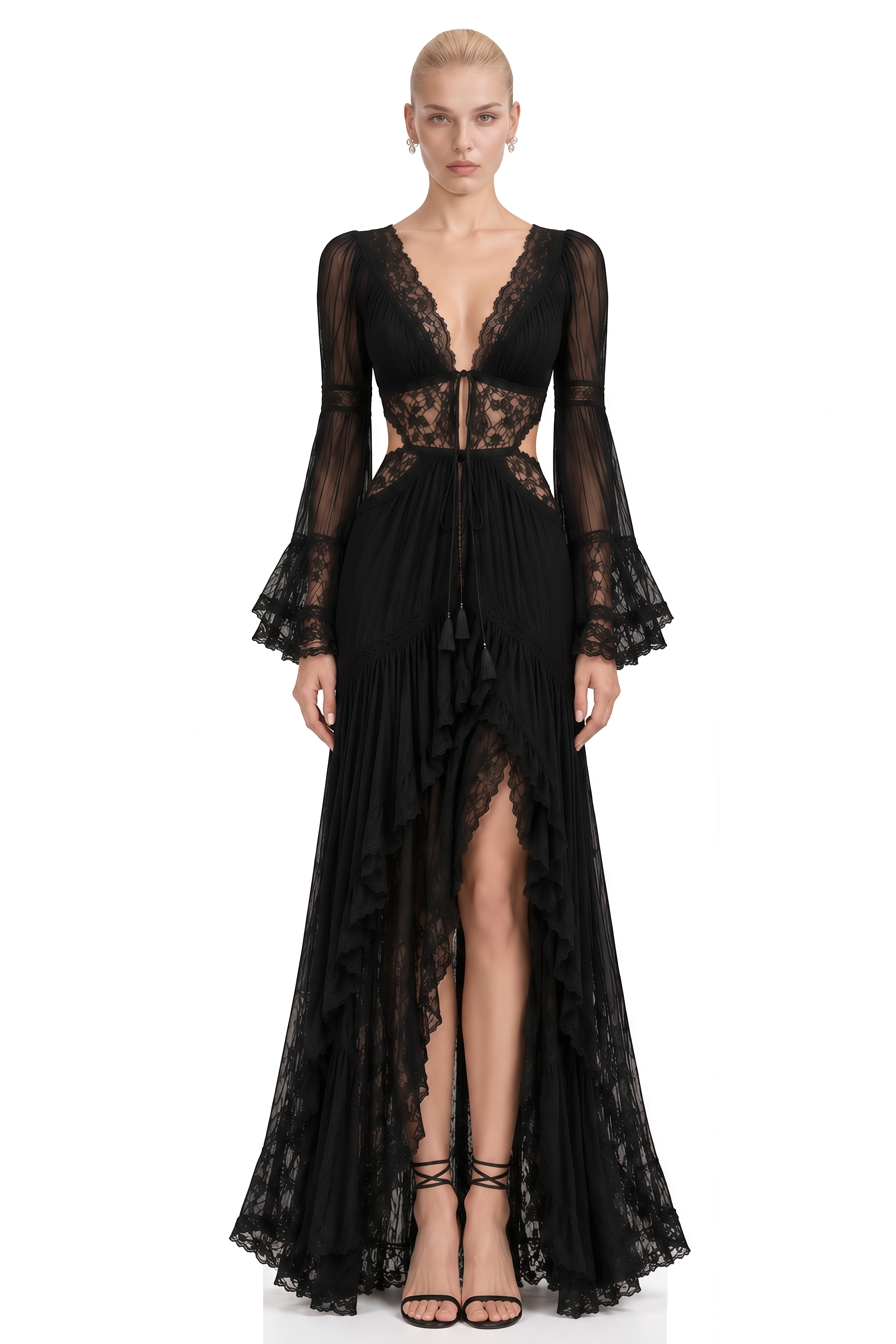Mila Black Cut-Out Lace Maxi Dress