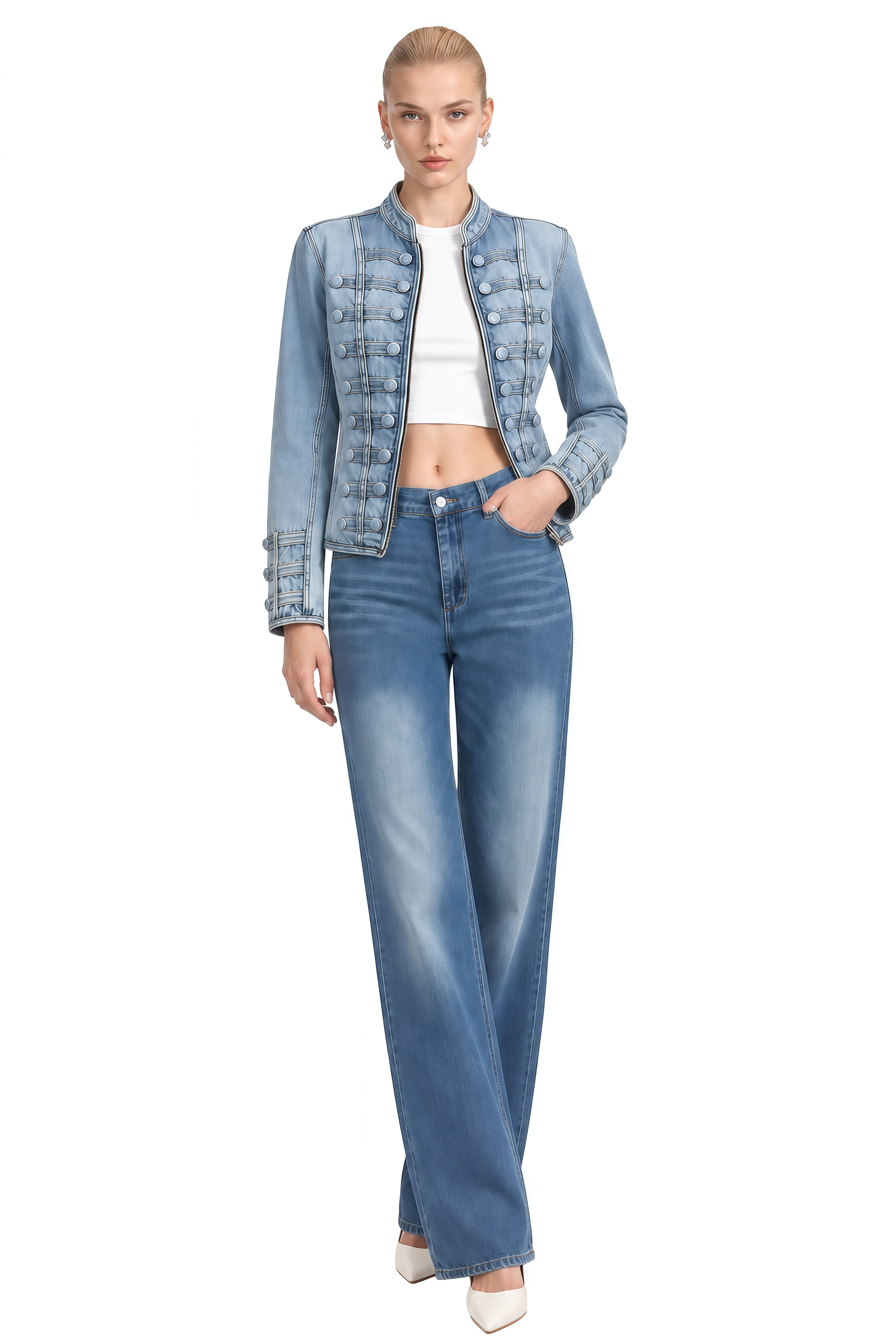 Isadora Blue Long Sleeves Structured Coat