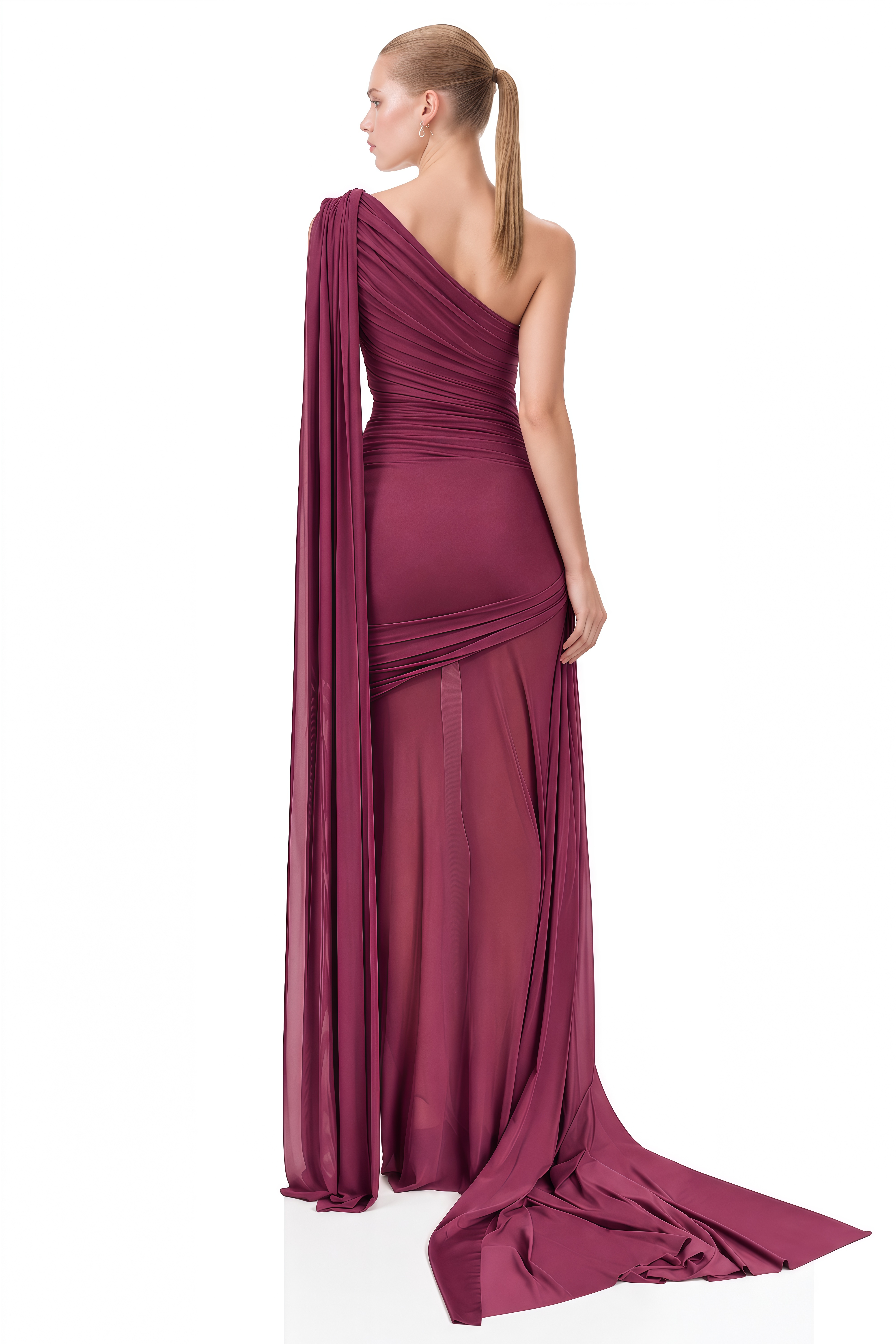 Anna Mauve One-Shoulder Ruched Maxi Dress