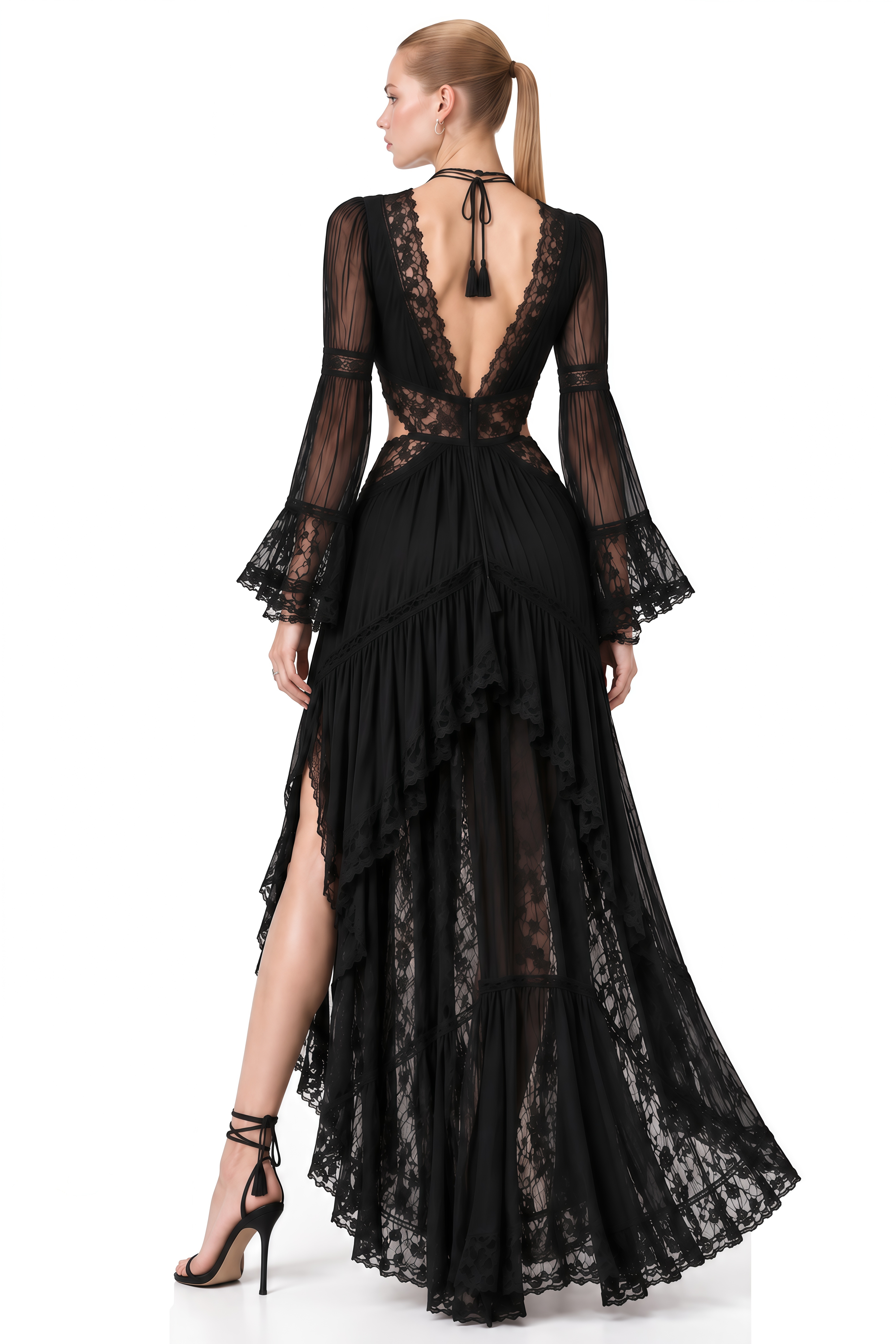 Mila Black Cut-Out Lace Maxi Dress