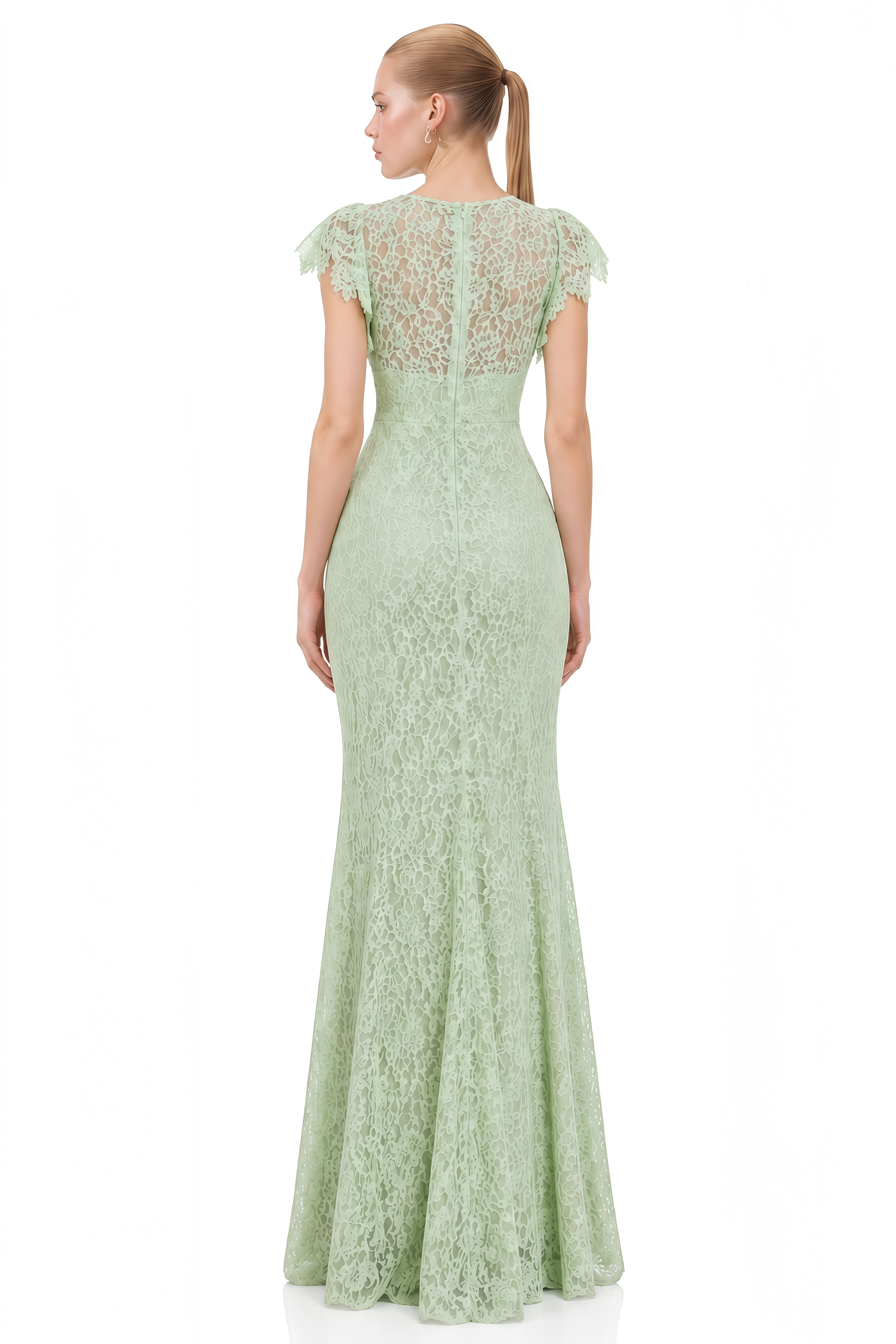 Ella Mint Green Turtleneck Floral Maxi Dress