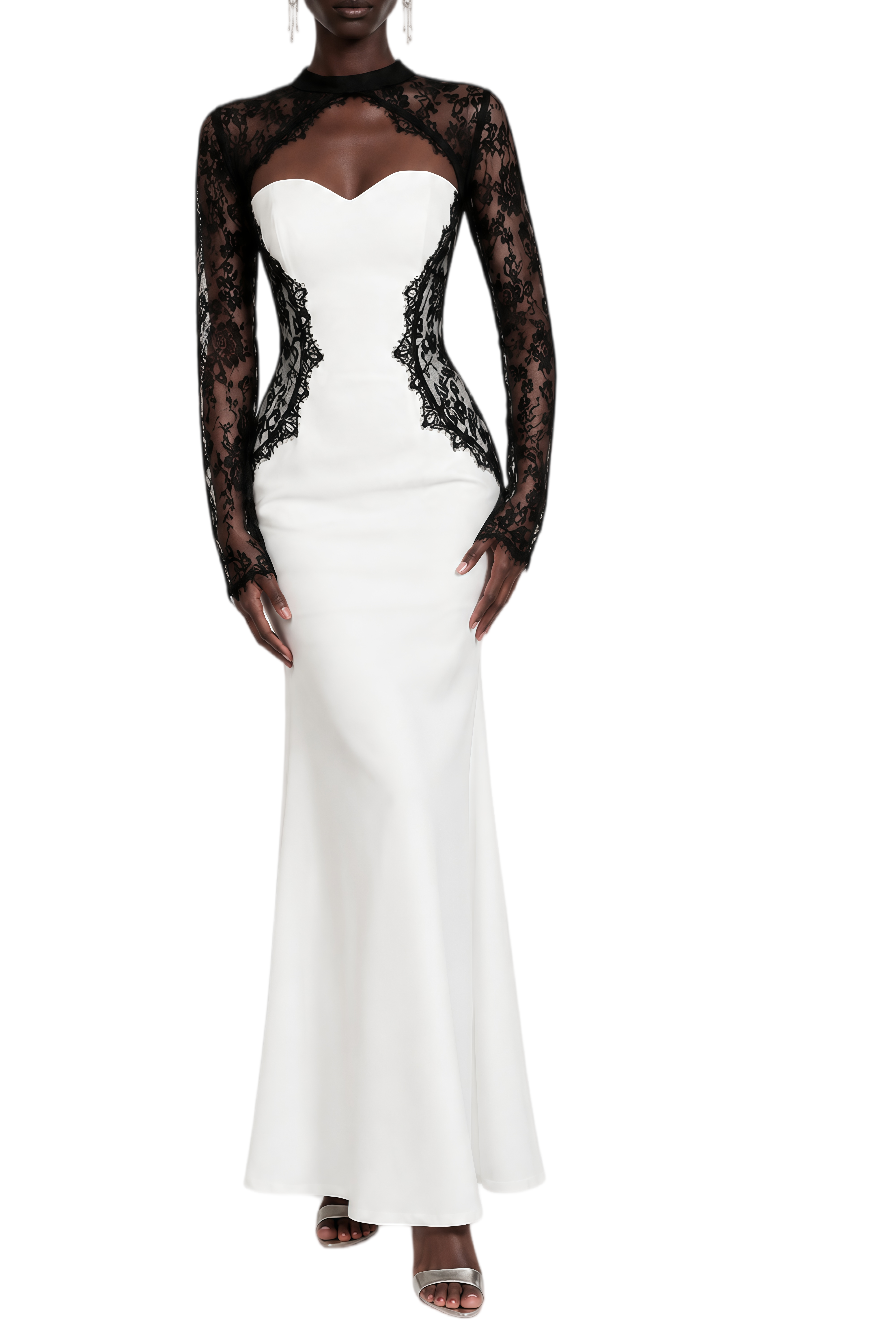 Cecilia White Long Sleeves Lace Maxi Dress