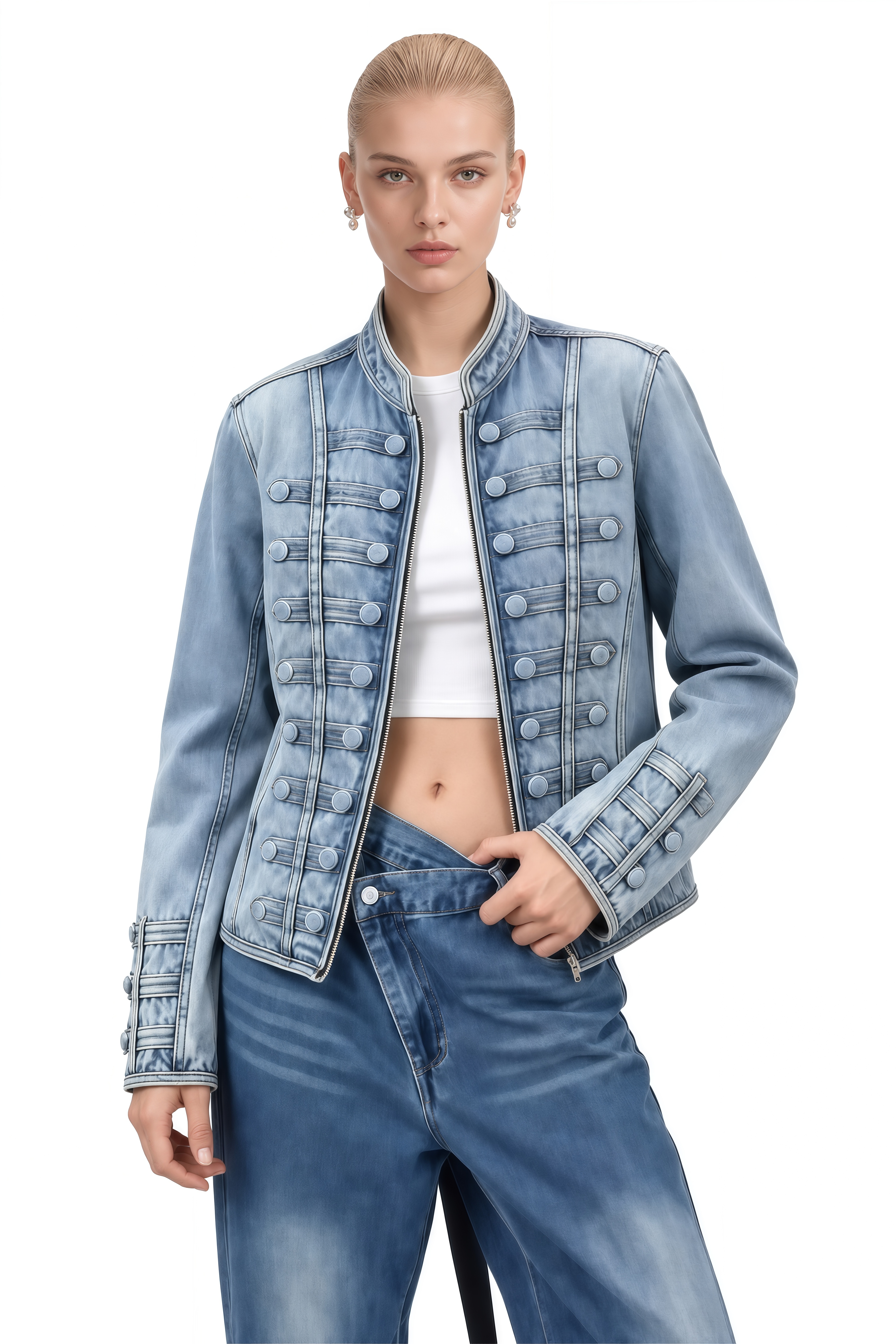 Isadora Blue Long Sleeves Structured Coat