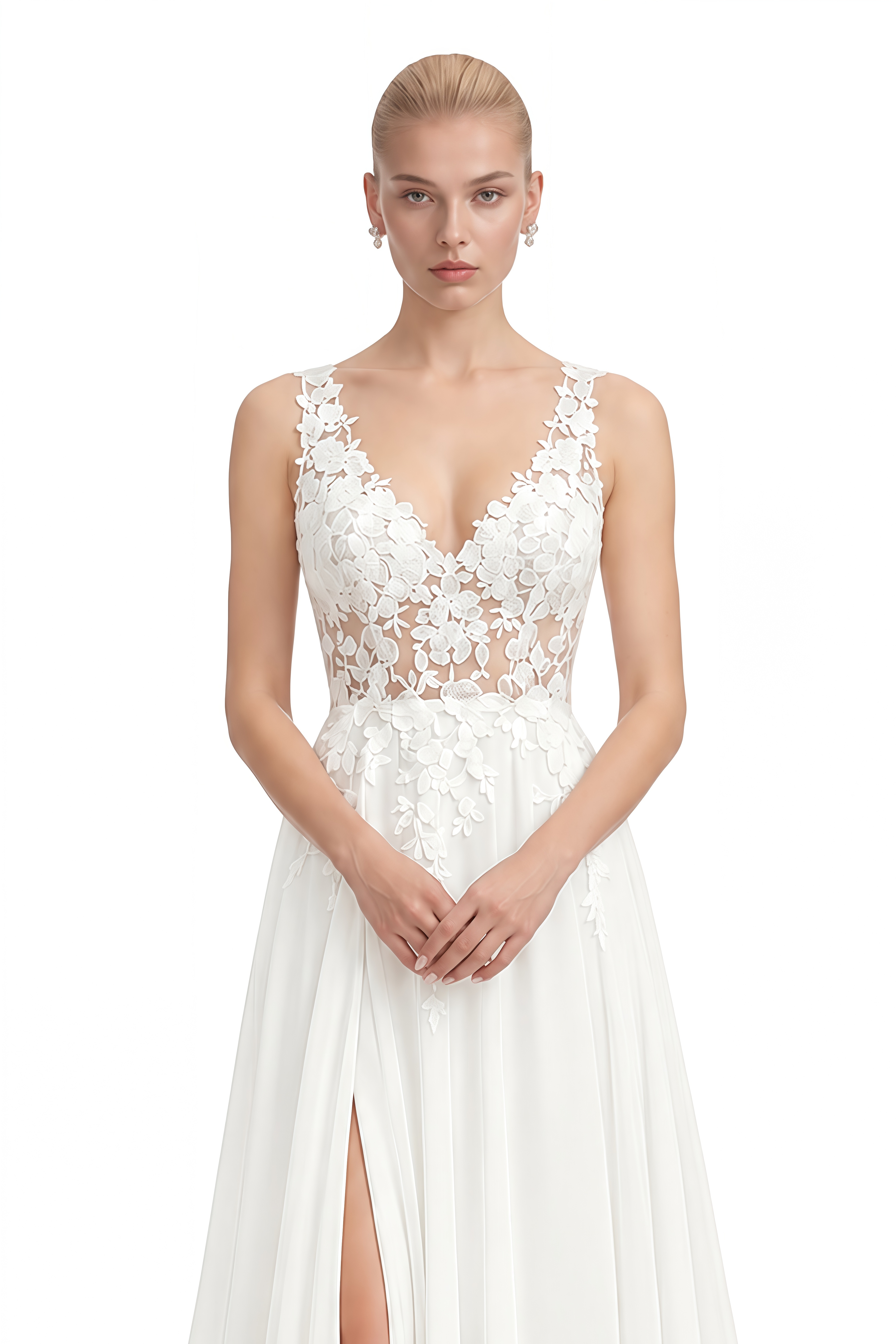 Cecile White Sleeveless Floral Maxi Dress