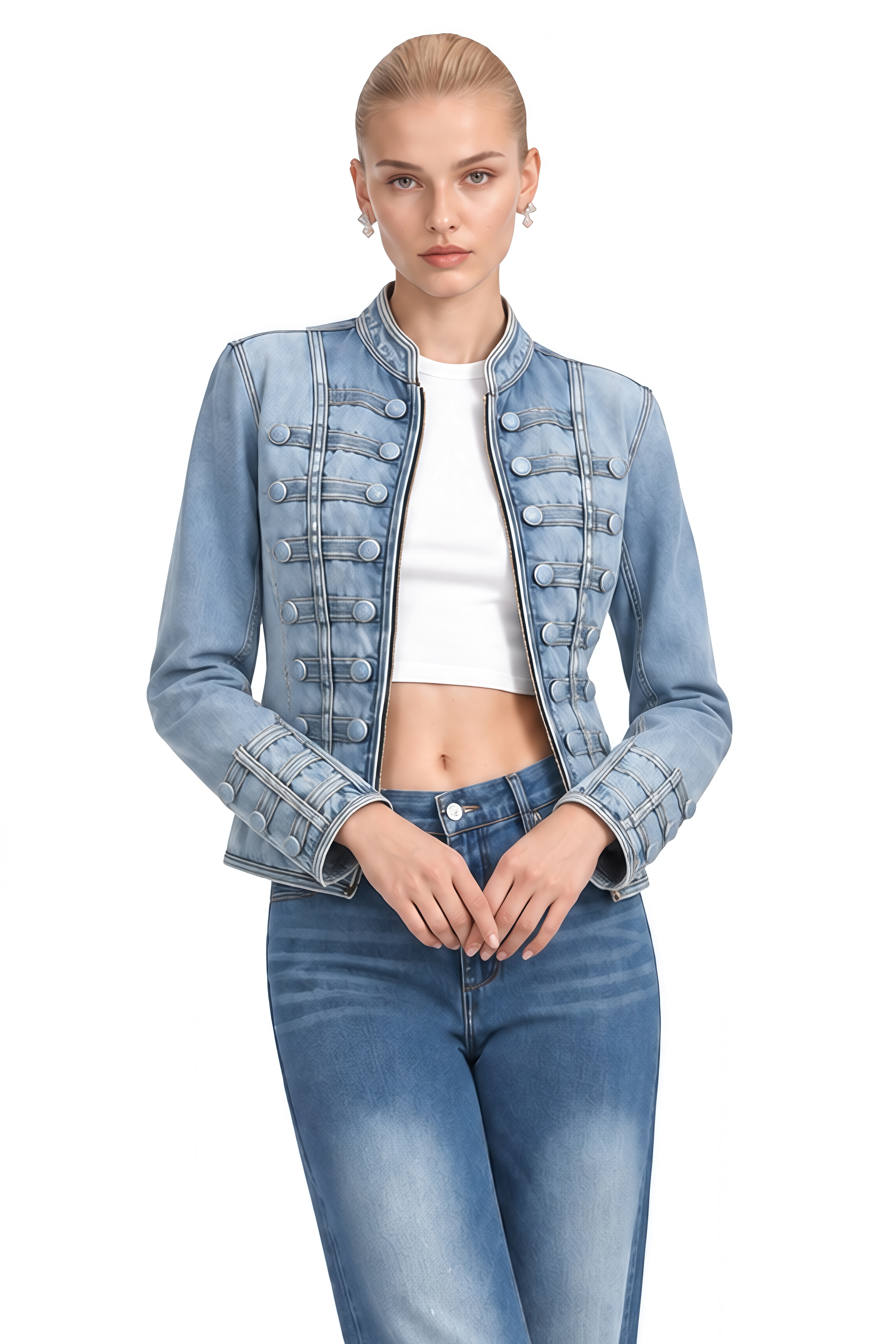 Isadora Blue Long Sleeves Structured Coat