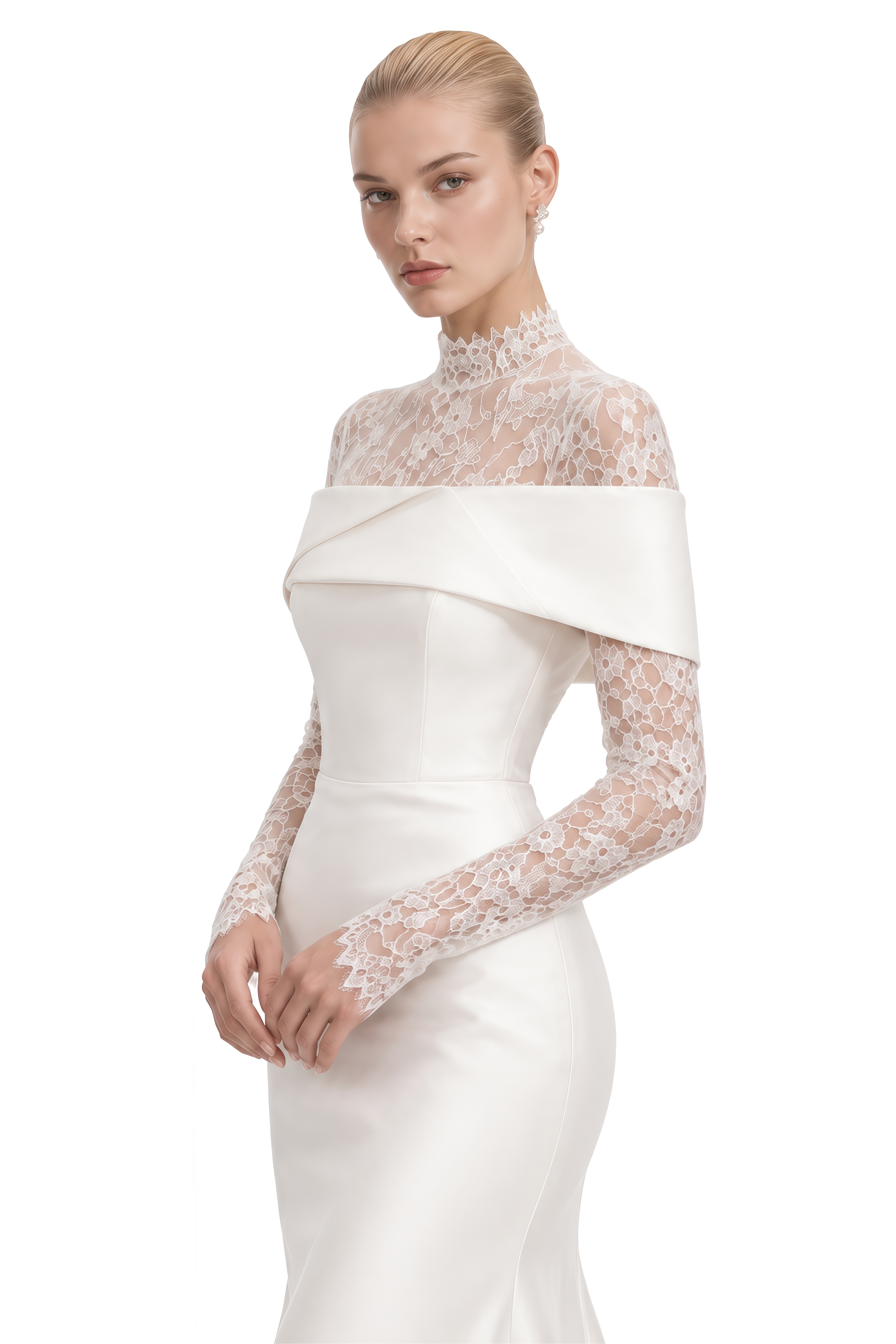 Rosalind White Off-Shoulder Lace Maxi Dress