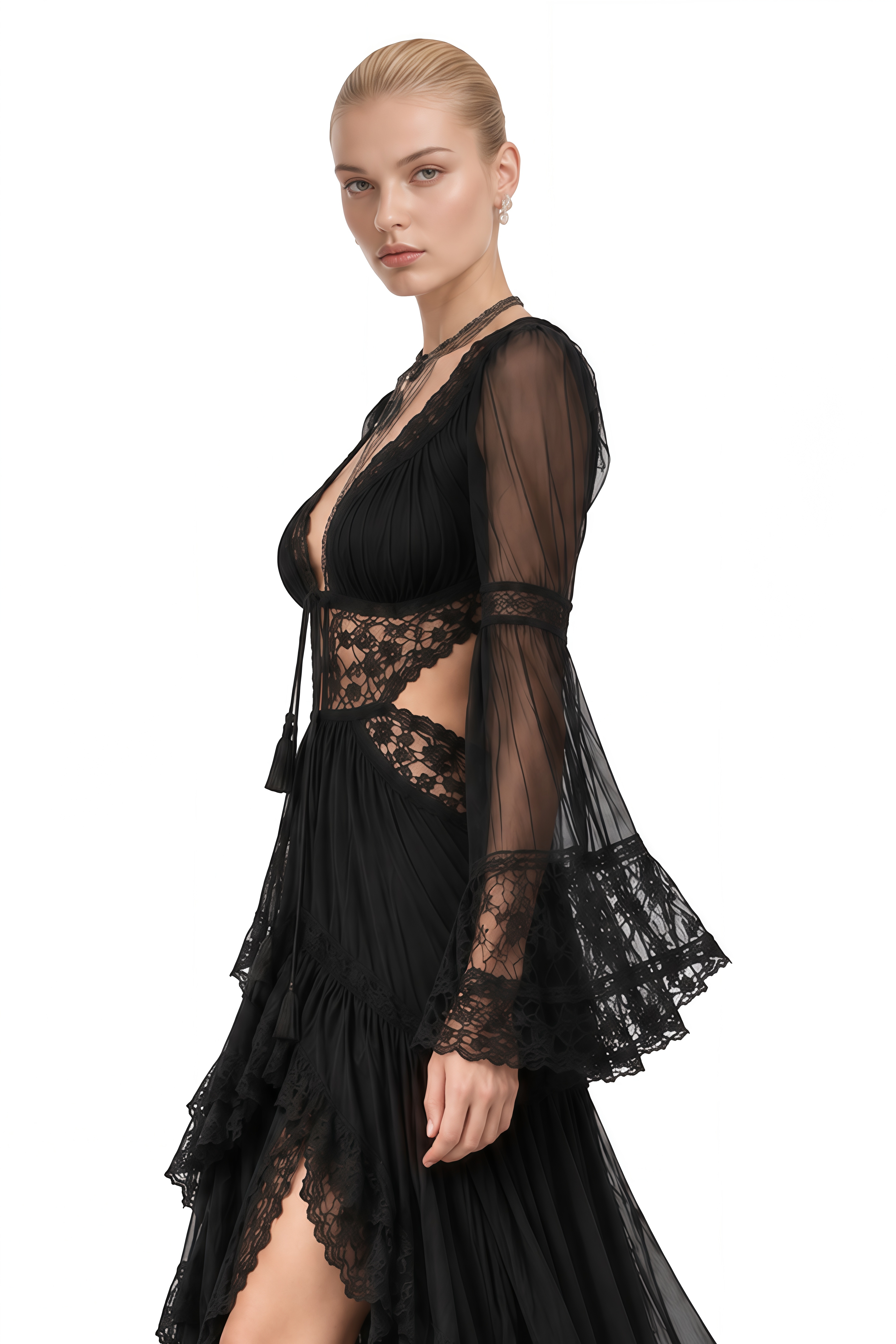 Mila Black Cut-Out Lace Maxi Dress