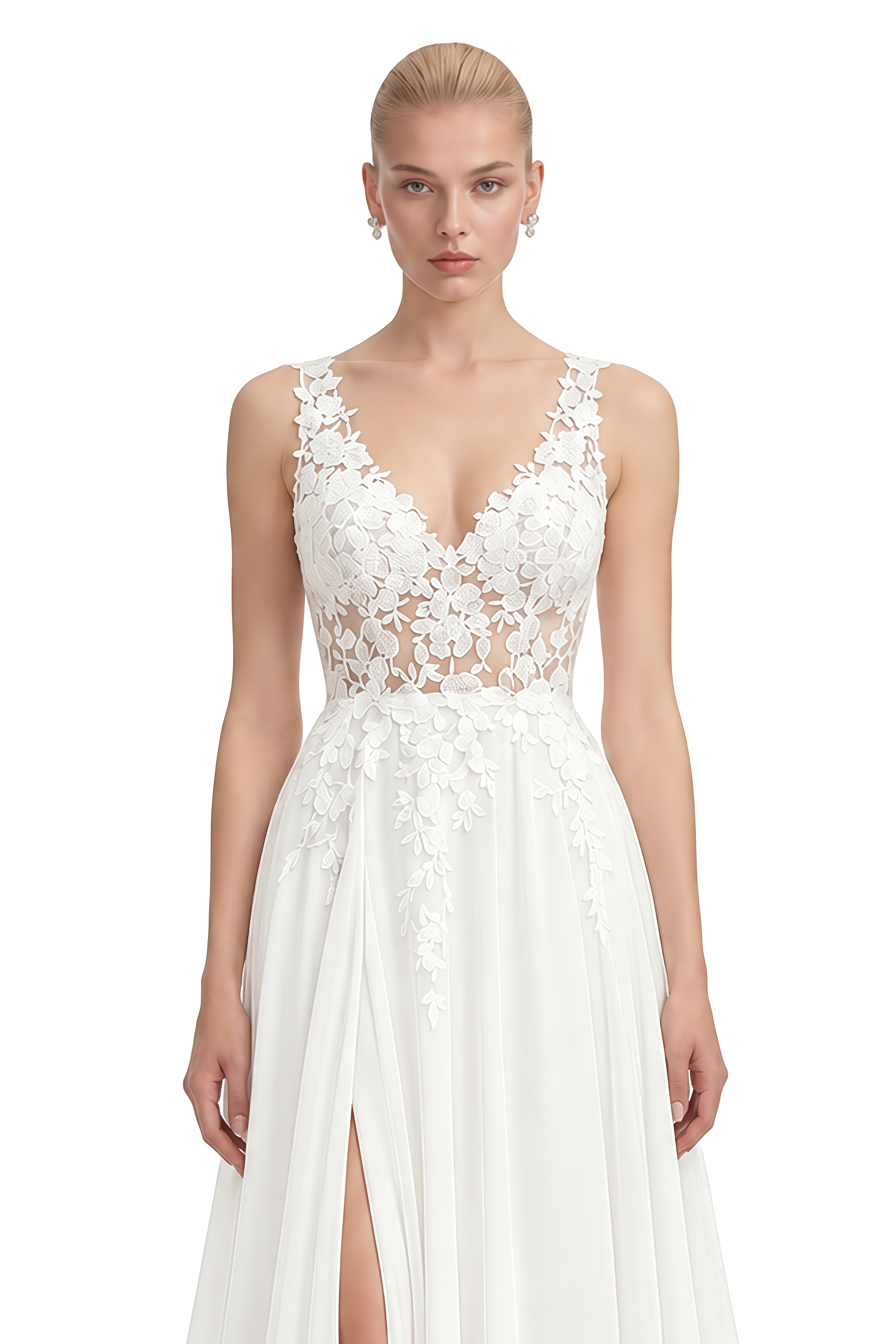Cecile White Sleeveless Floral Maxi Dress