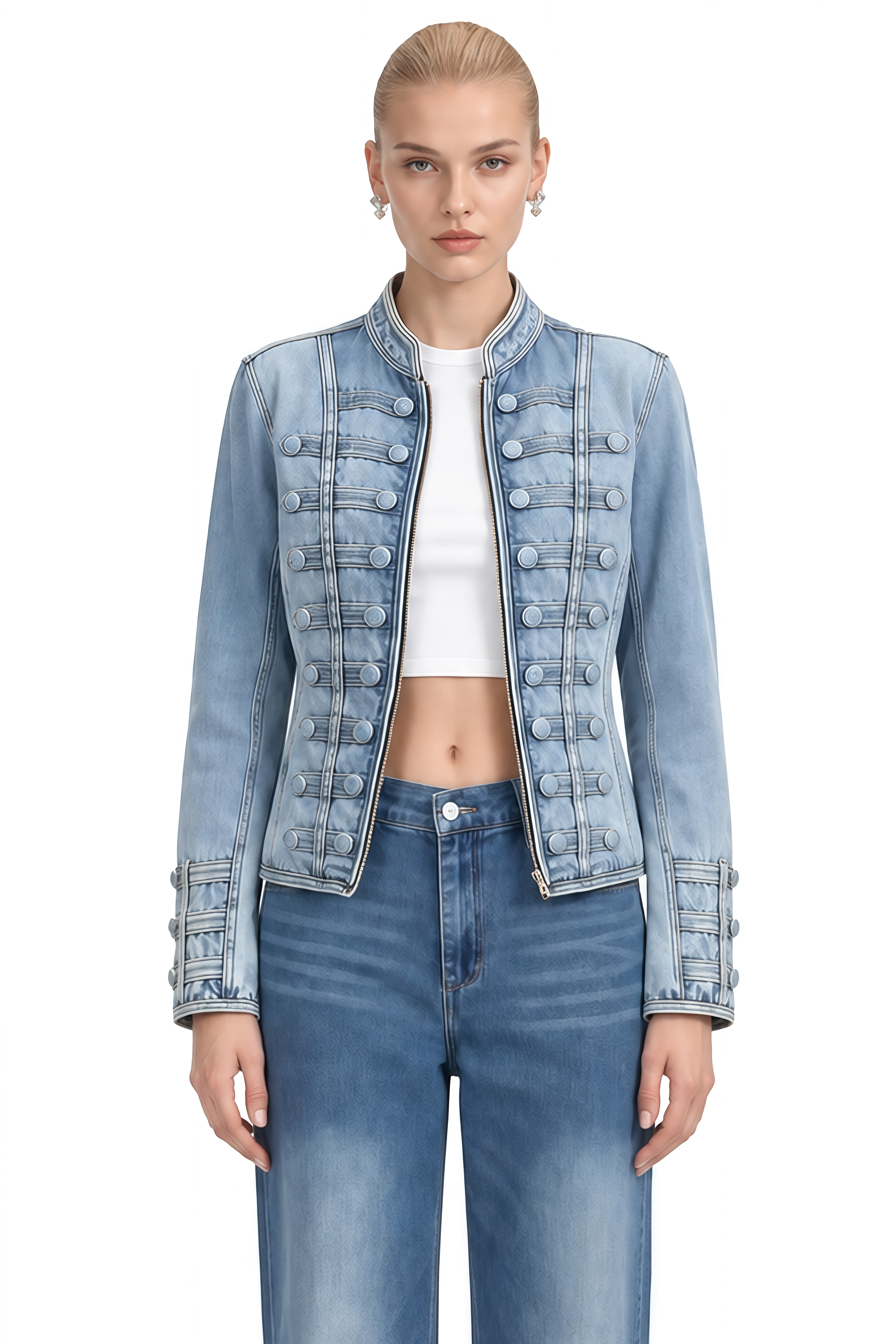 Isadora Blue Long Sleeves Structured Coat