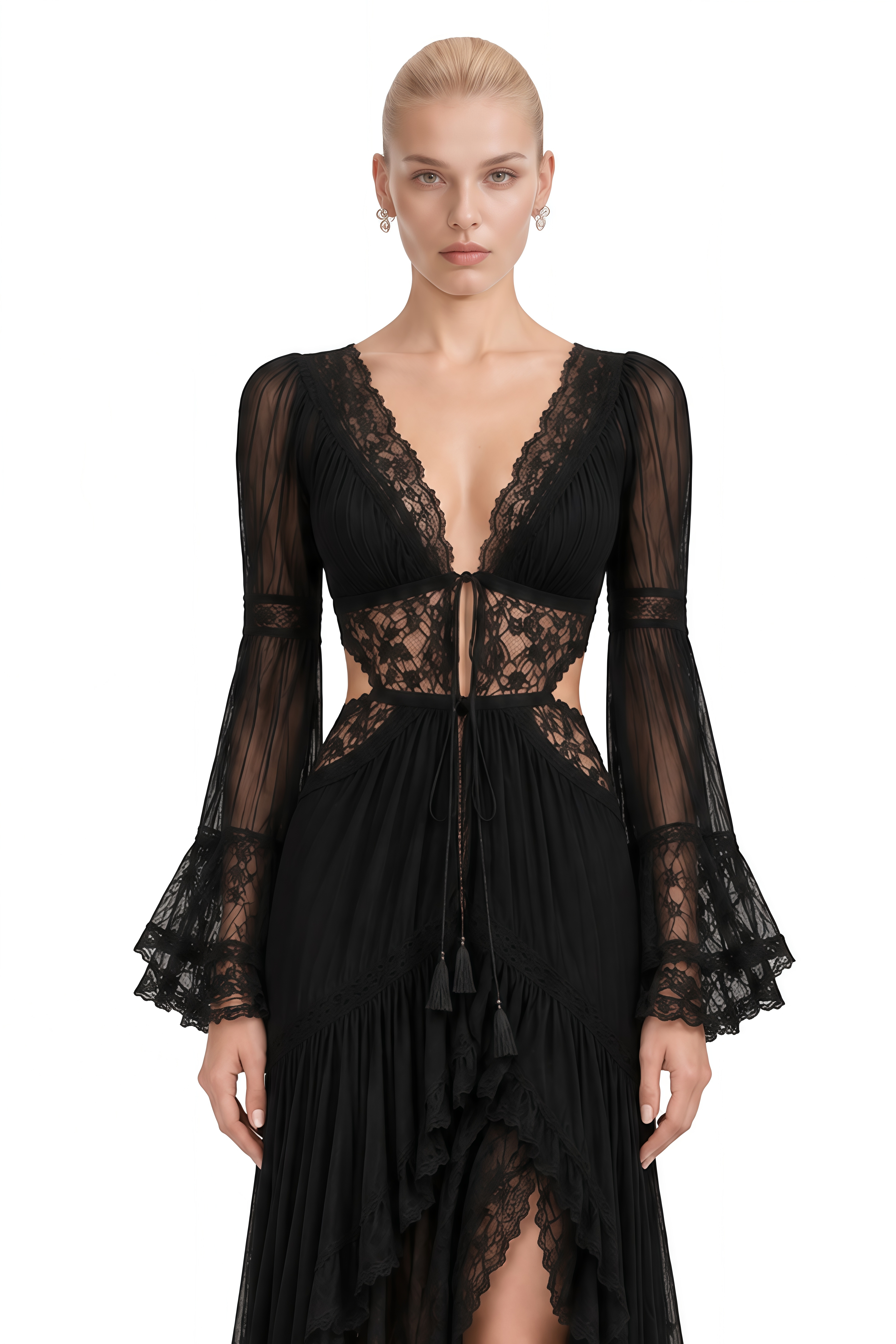 Mila Black Cut-Out Lace Maxi Dress