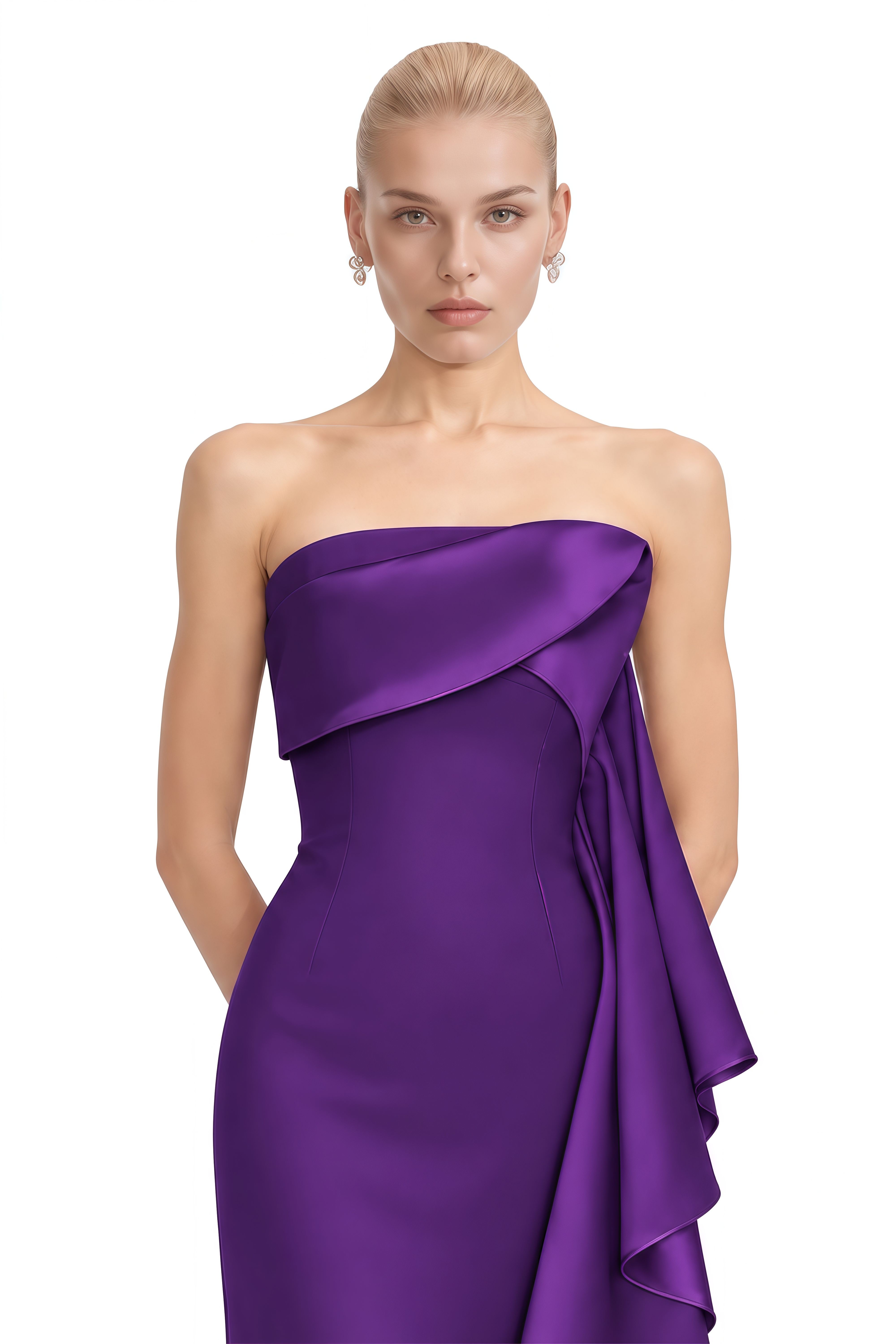 Fiorella Purple Sleeveless Cascading Ruffle Maxi Dress