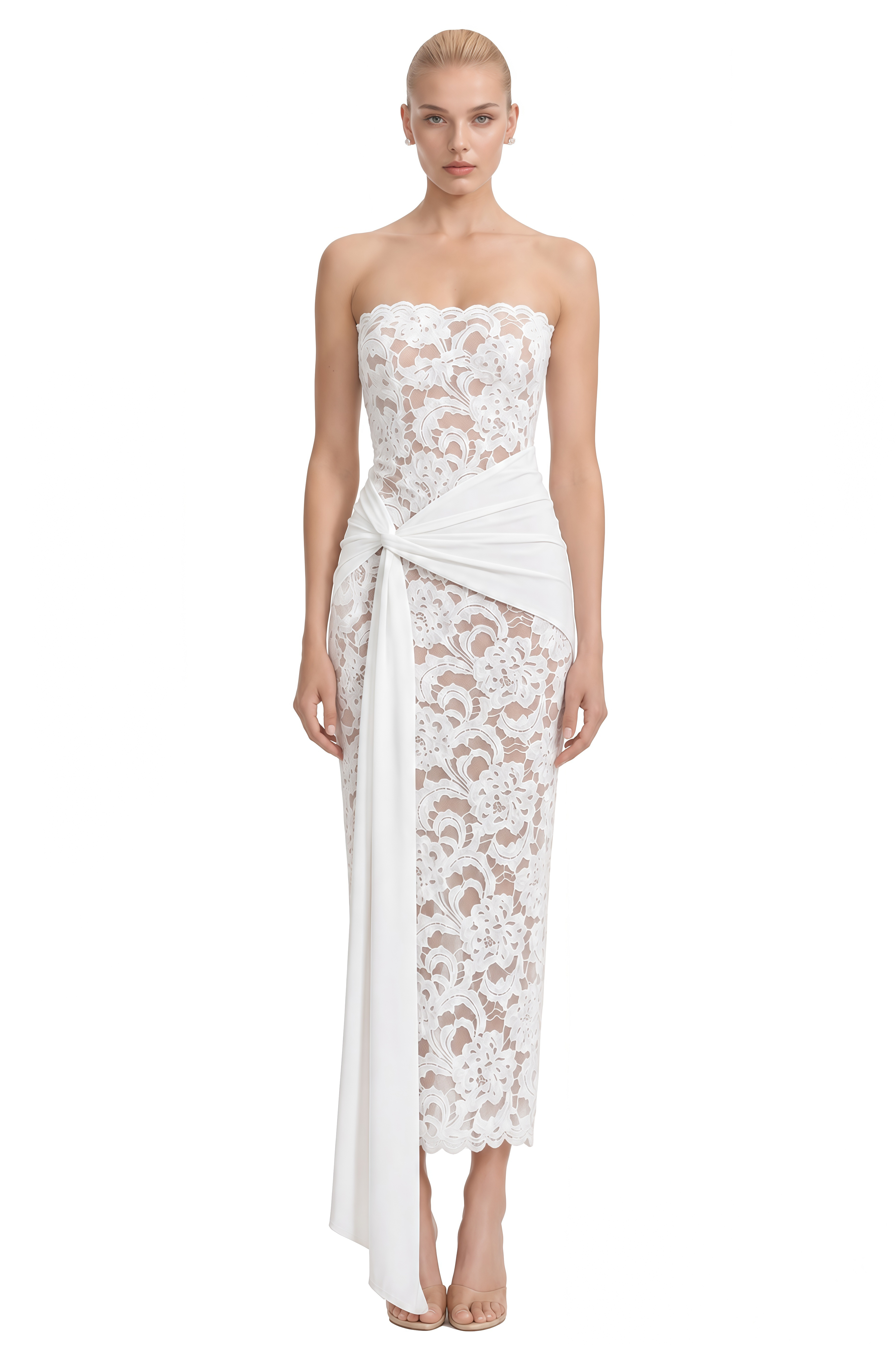 Celeste White Off Shoulder Floral Midi Dress