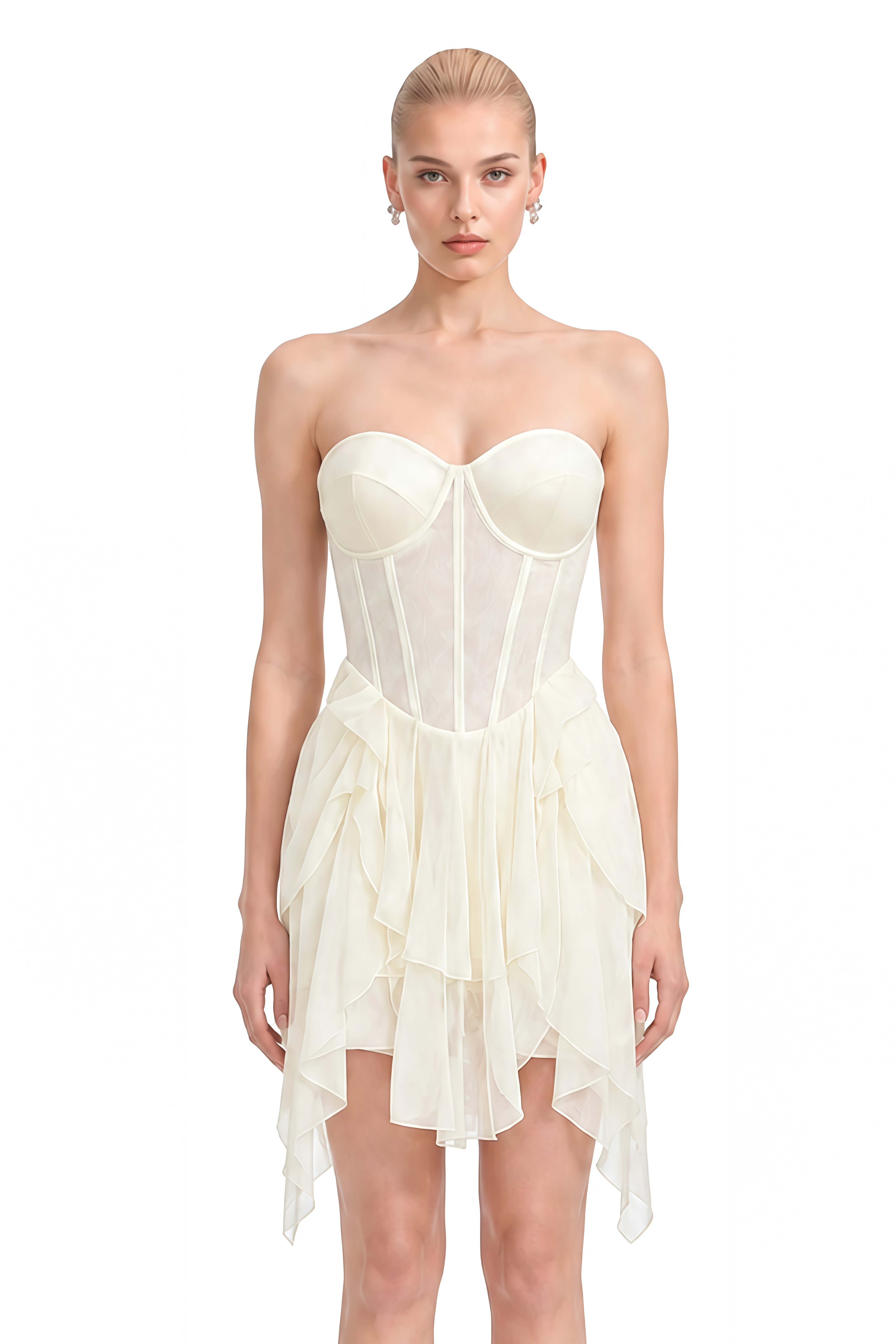 Cordelia Ivory Sweetheart Neck Strapless Mini Dress