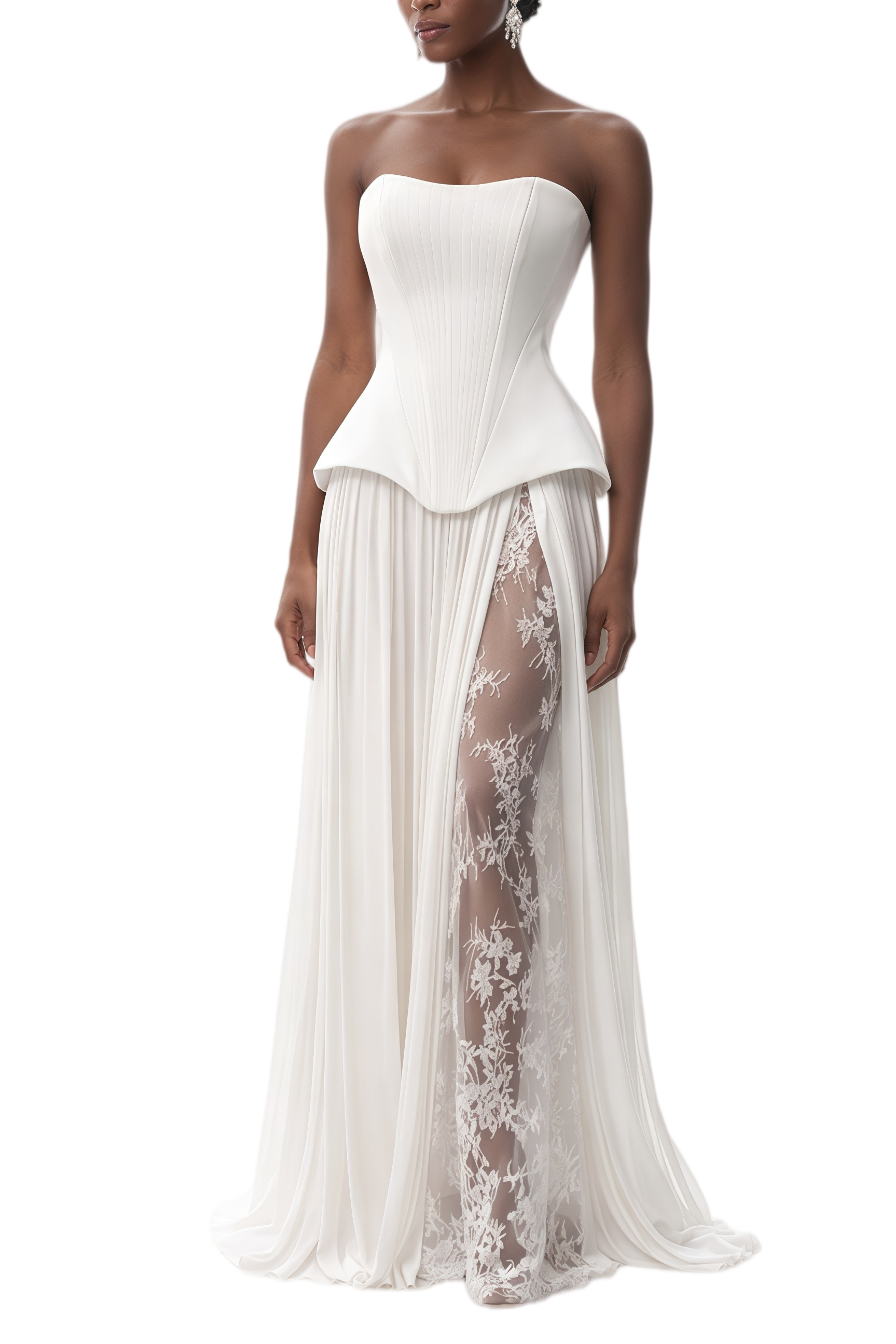 Polly White Corset Top & Pleated Skirt Set