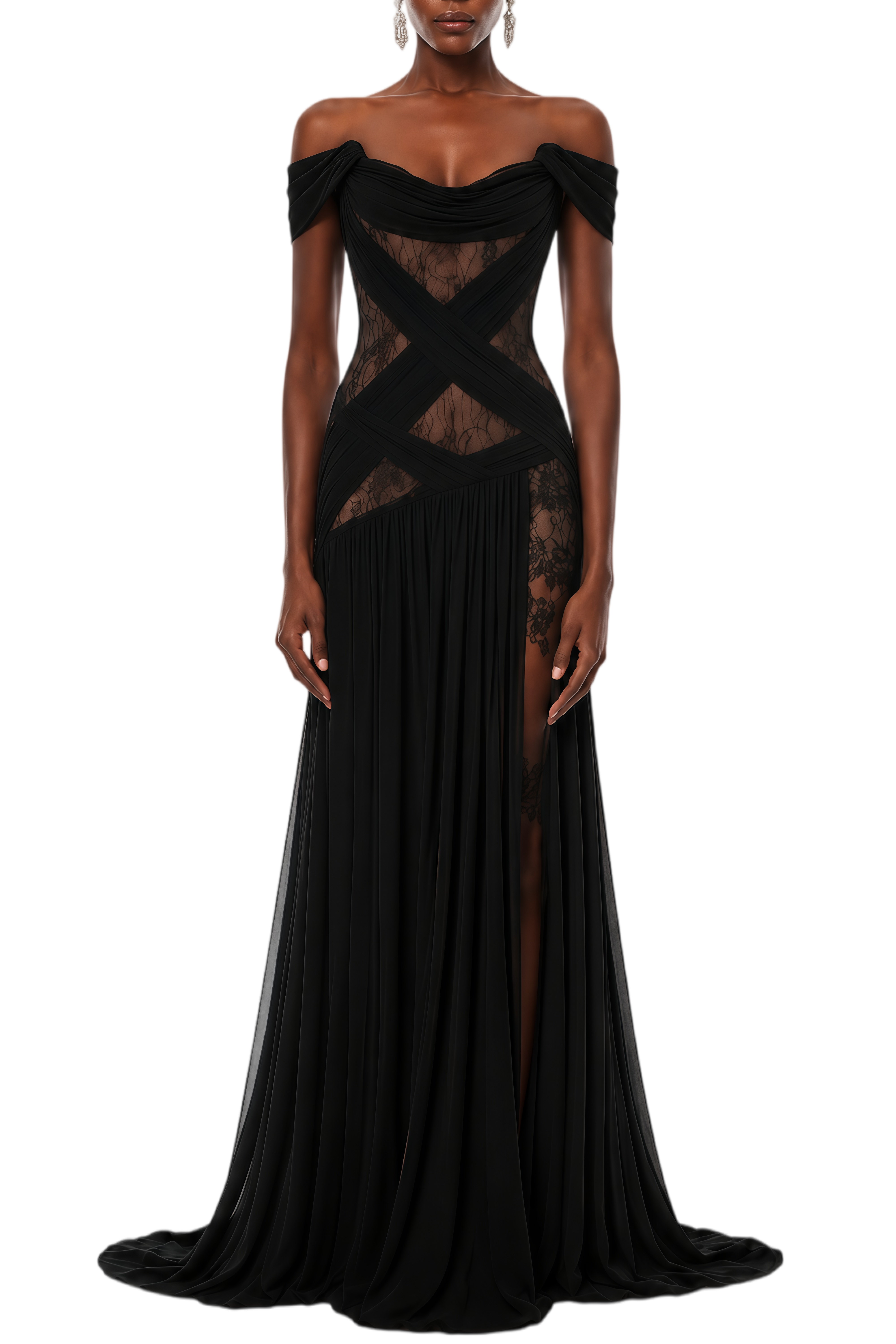 Arlene Black Lace Bodice Maxi Dress