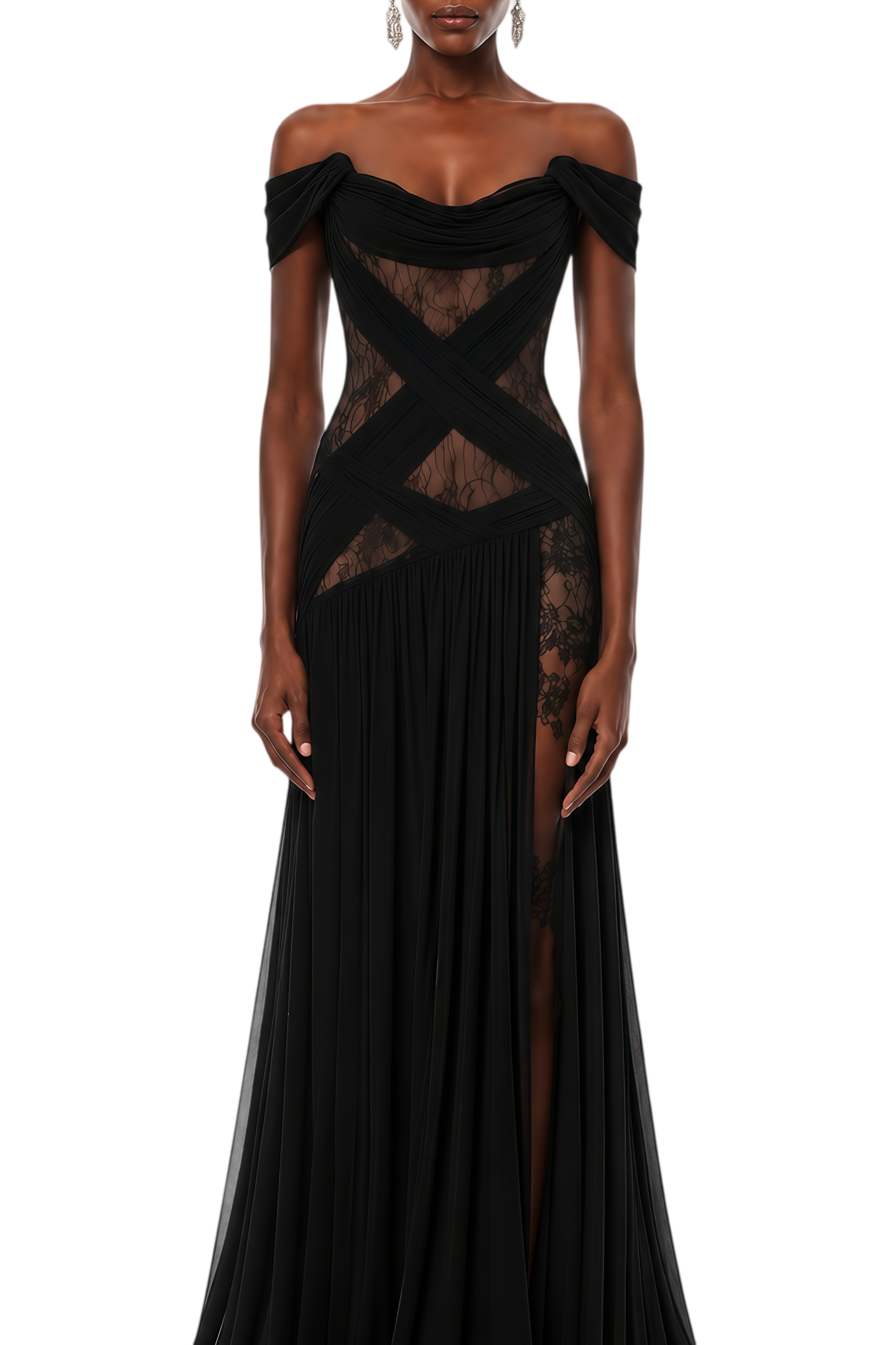 Arlene Black Lace Bodice Maxi Dress