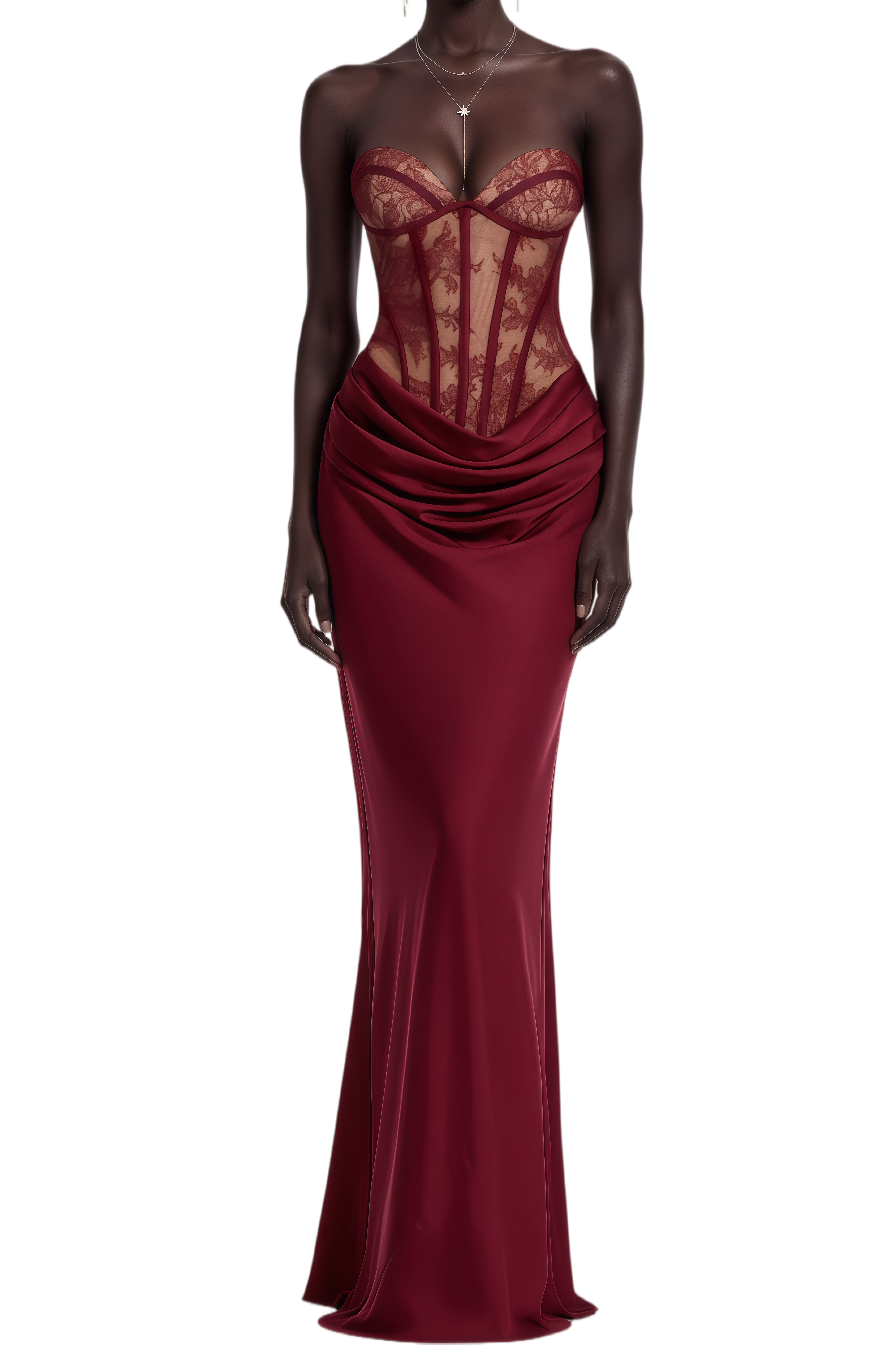 Arlene Burgundy Off Shoulder Draped Maxi Dress