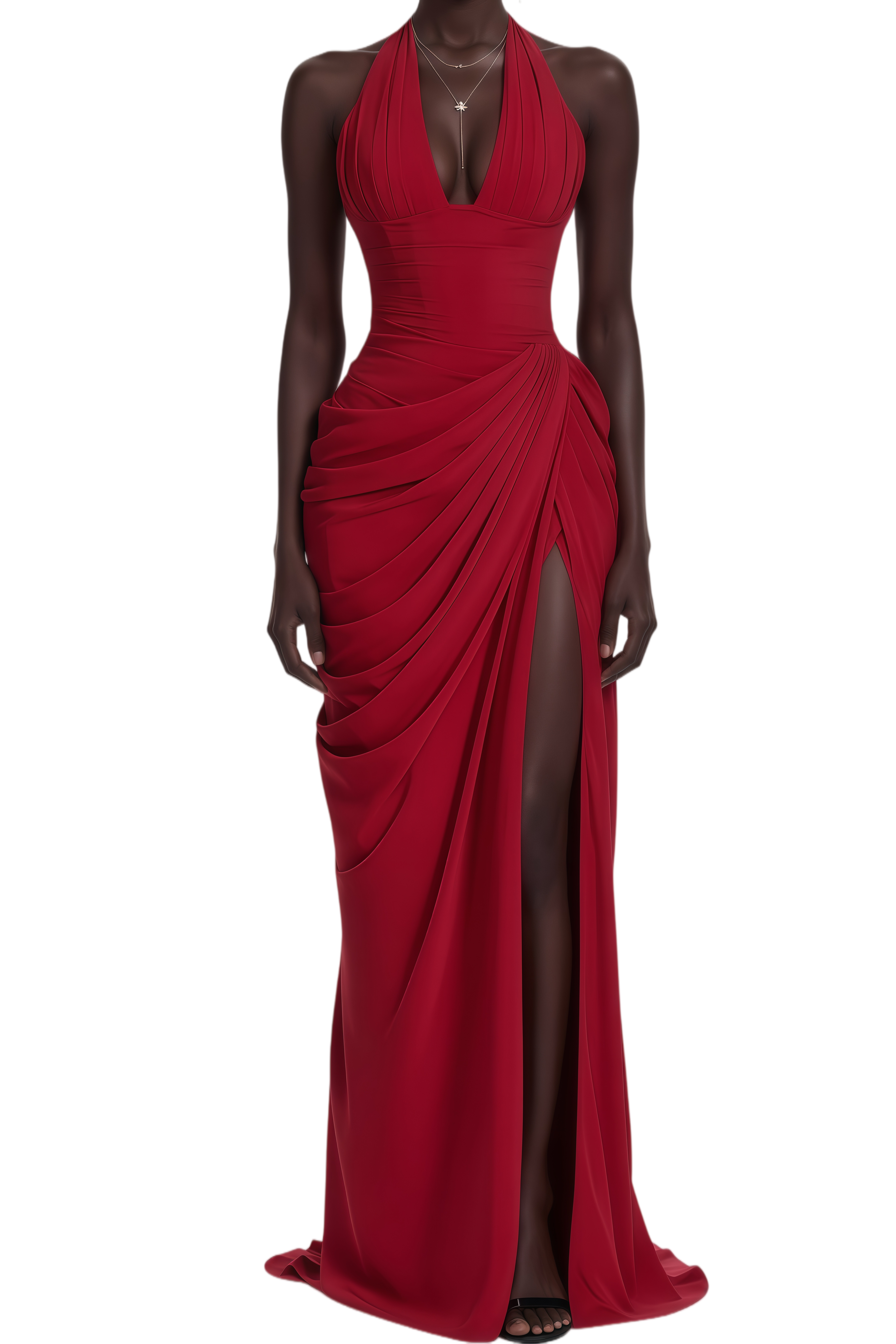 Austen Red Halterneck Sleeveless Maxi Dress