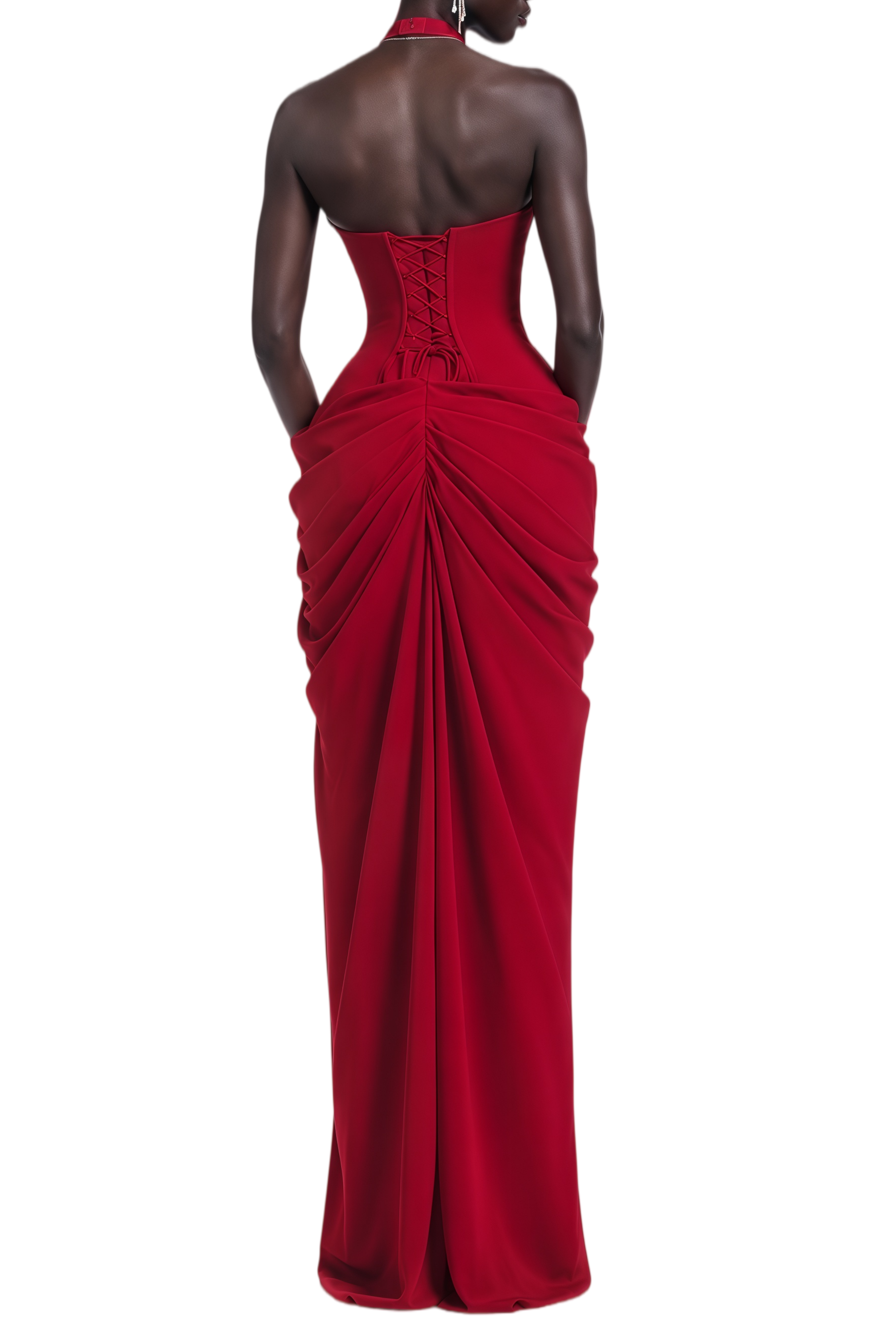 Austen Red Halterneck Sleeveless Maxi Dress
