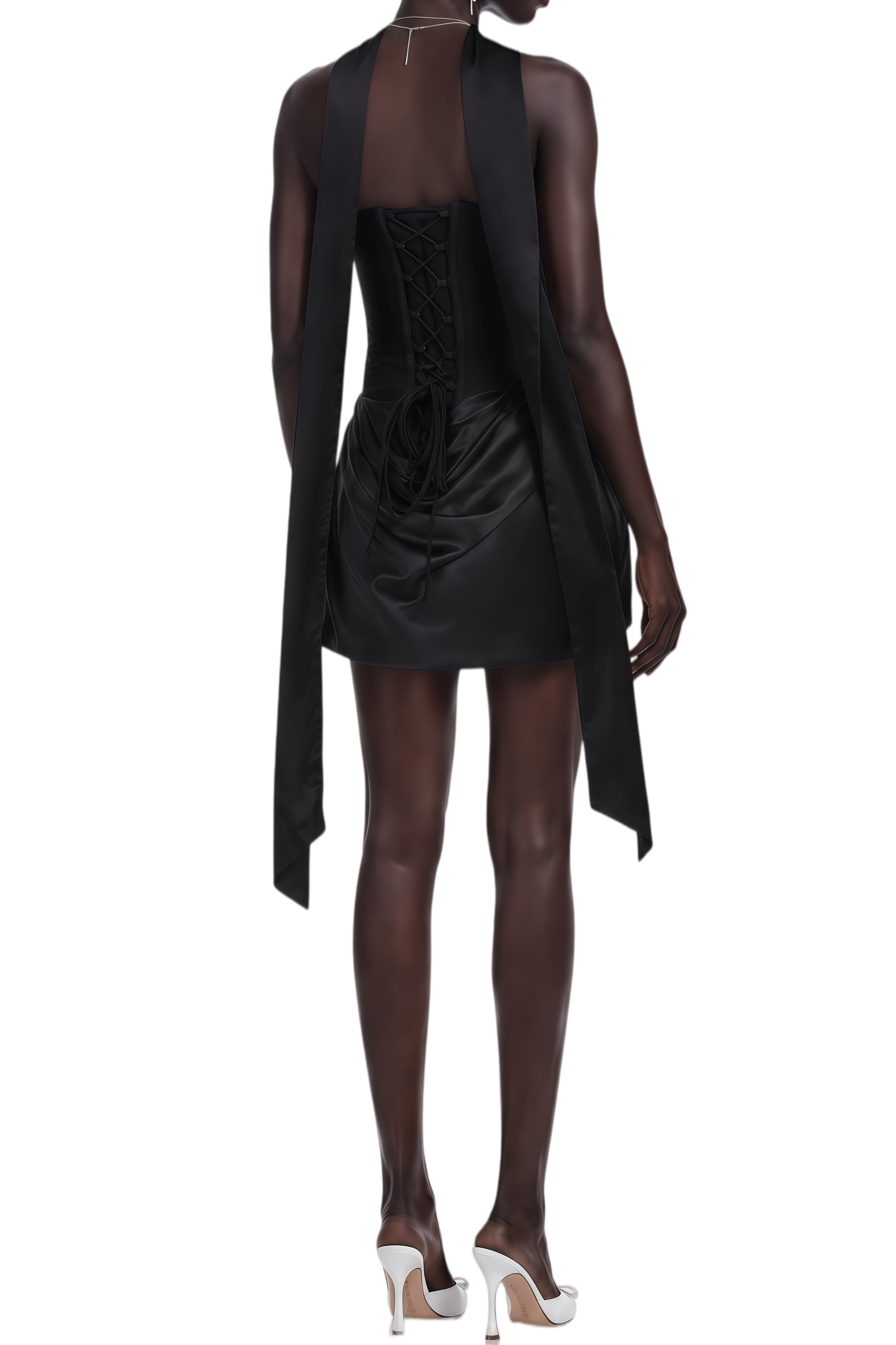 Barbara Black Off Shoulder Draped Mini Dress