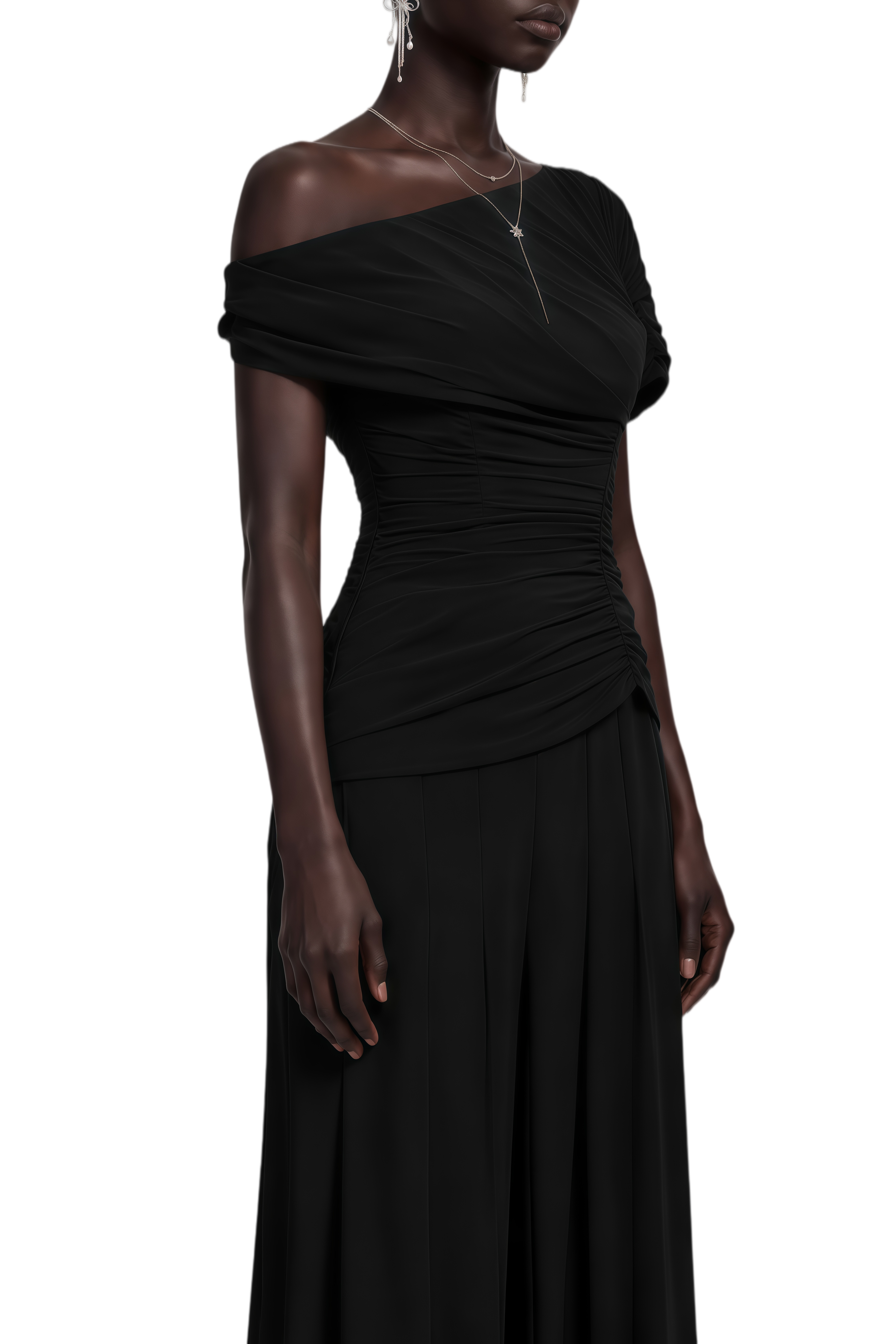 Bess Black Creased Top & Culotte Trousers Set