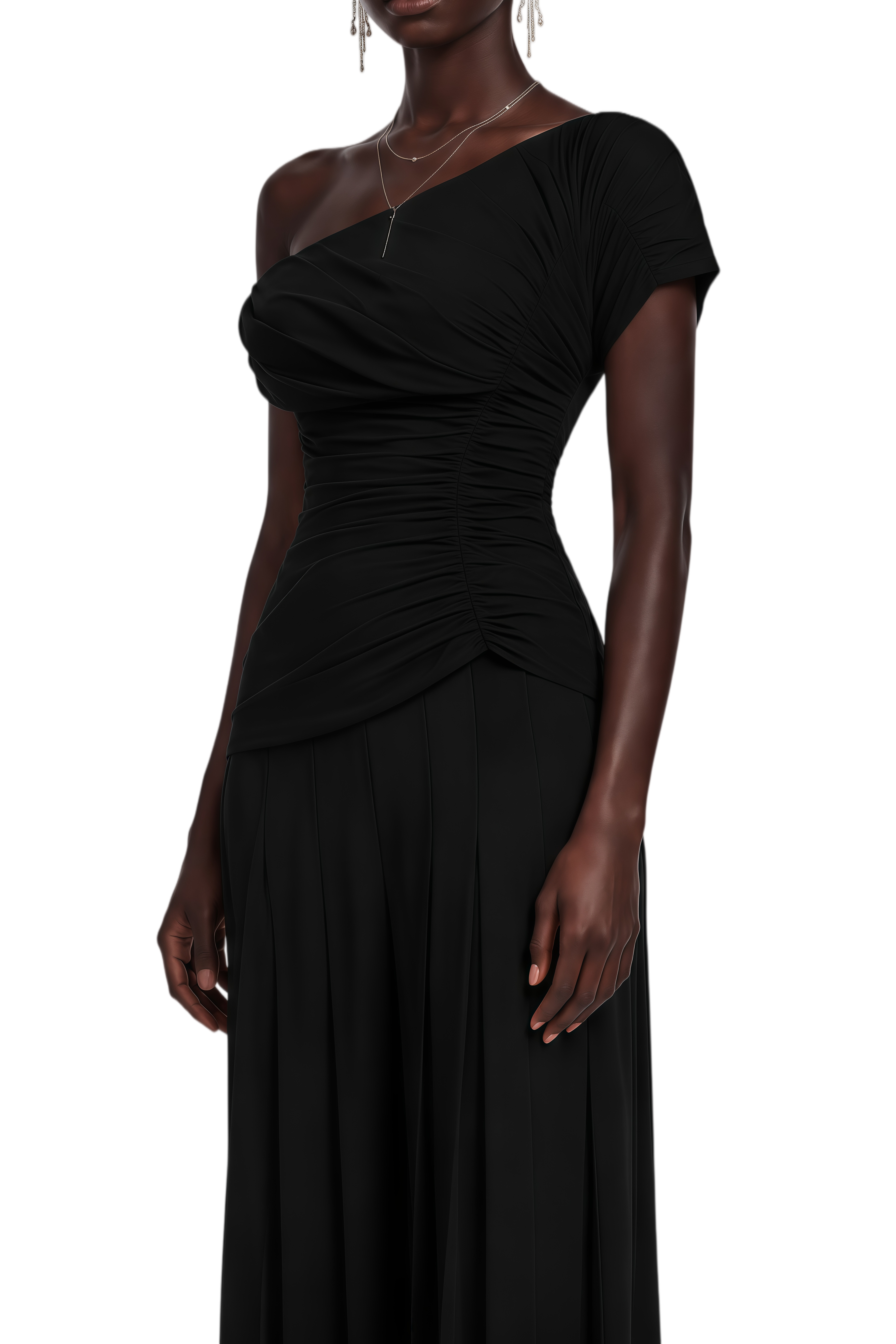 Bess Black Creased Top & Culotte Trousers Set