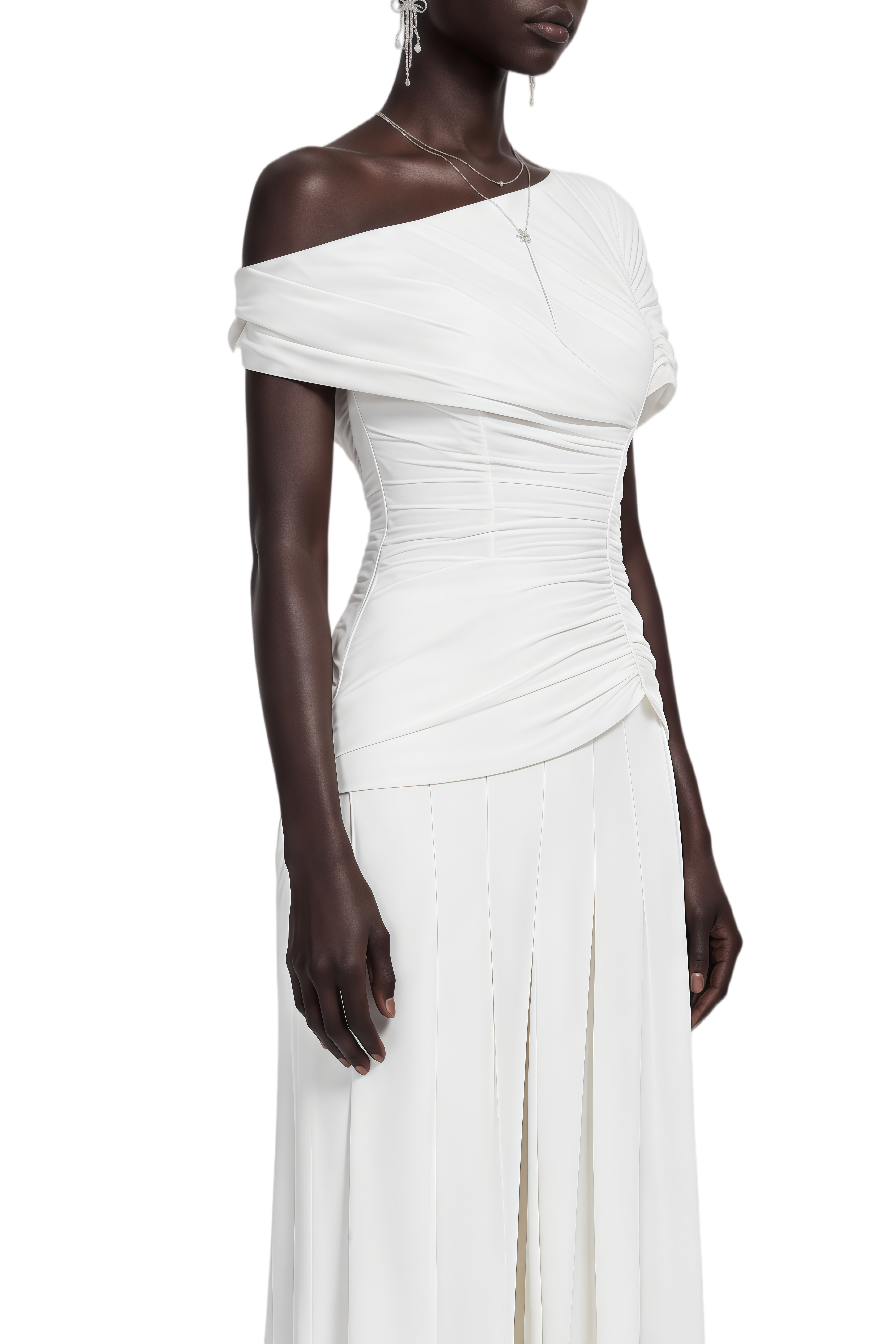 Bess White Creased Top & Culotte Trousers Set
