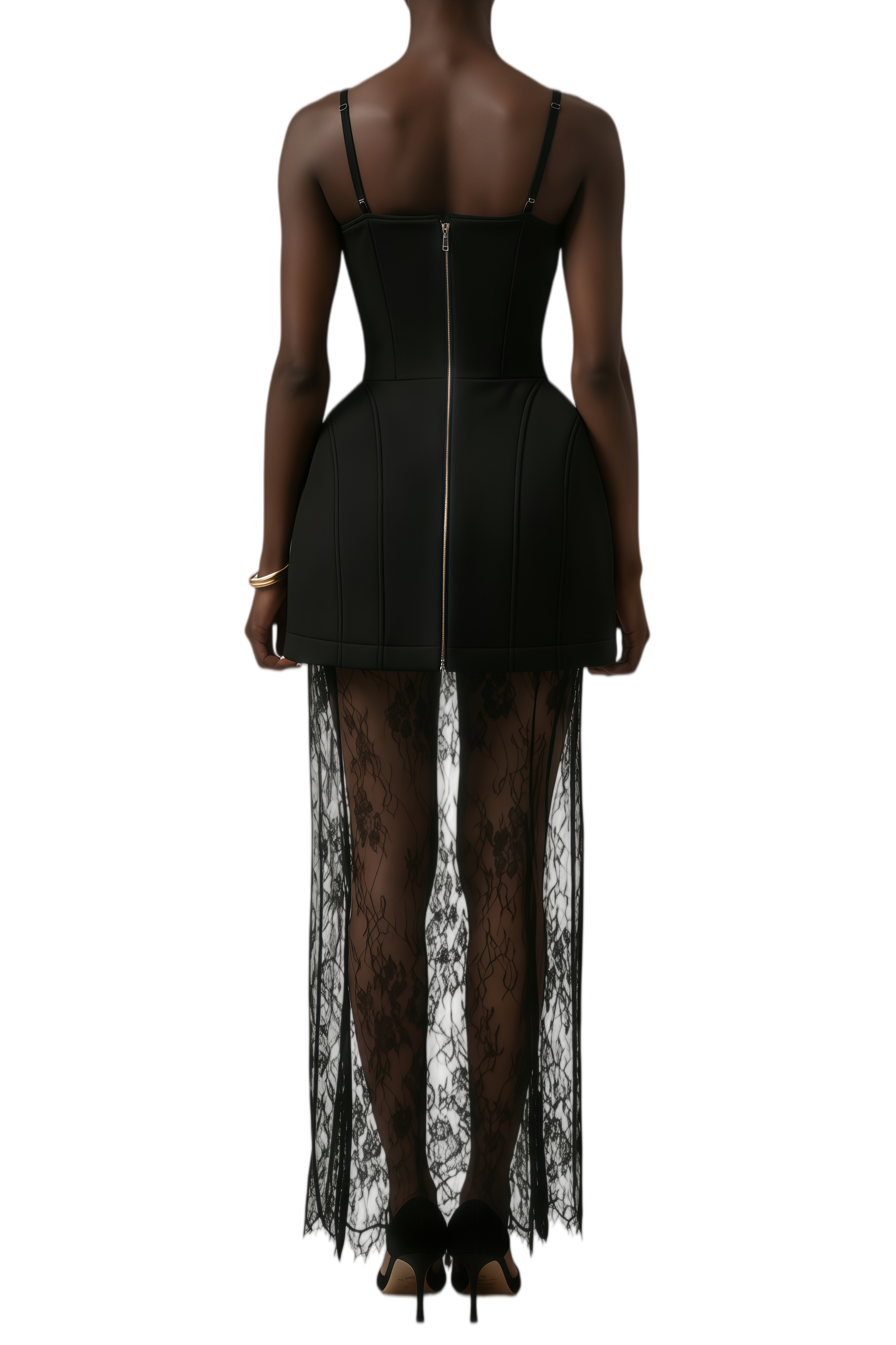 Beverly Black Lace Panel Maxi Dress