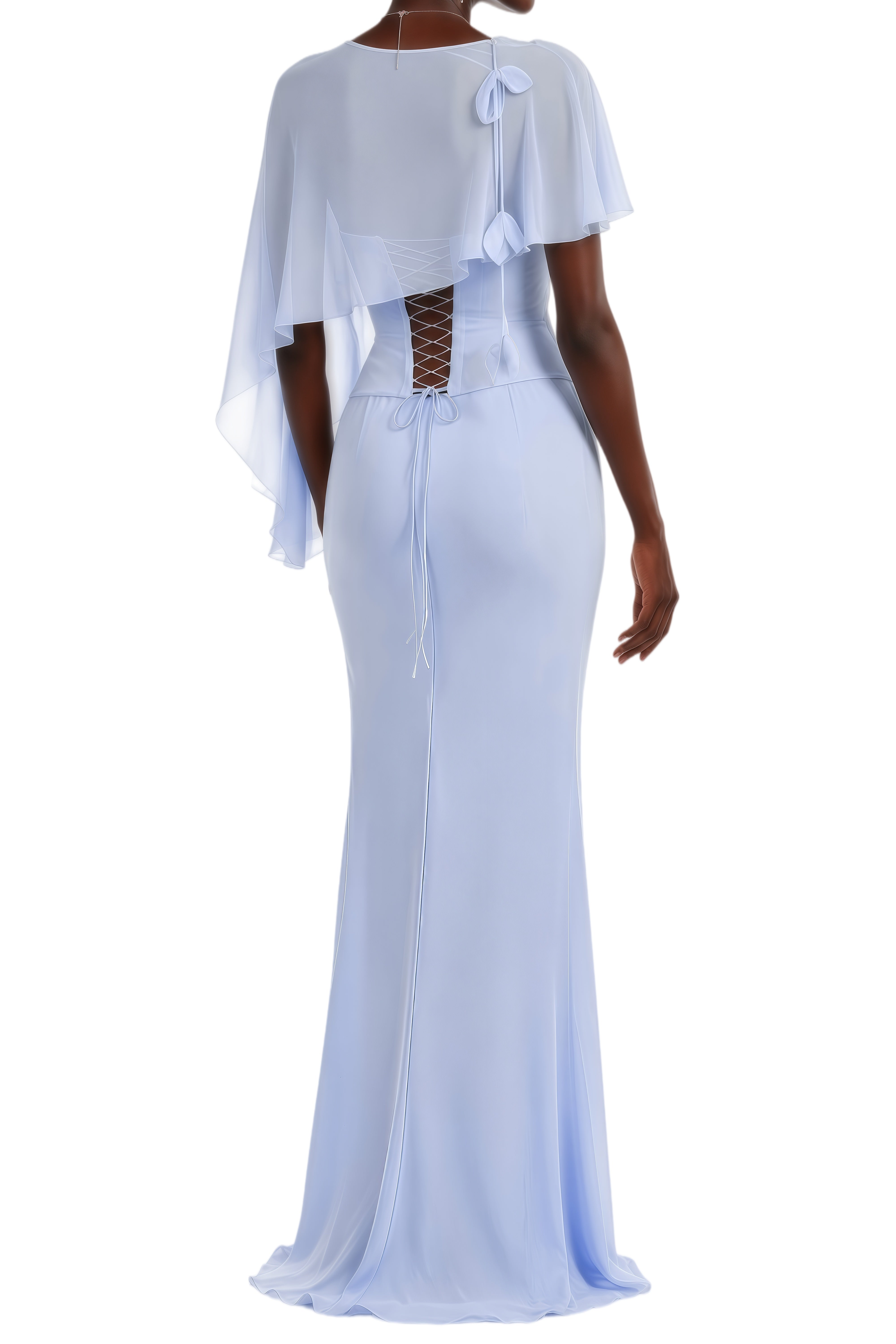 Caroline Blue Scarf Design Corset Top & Skirt Set
