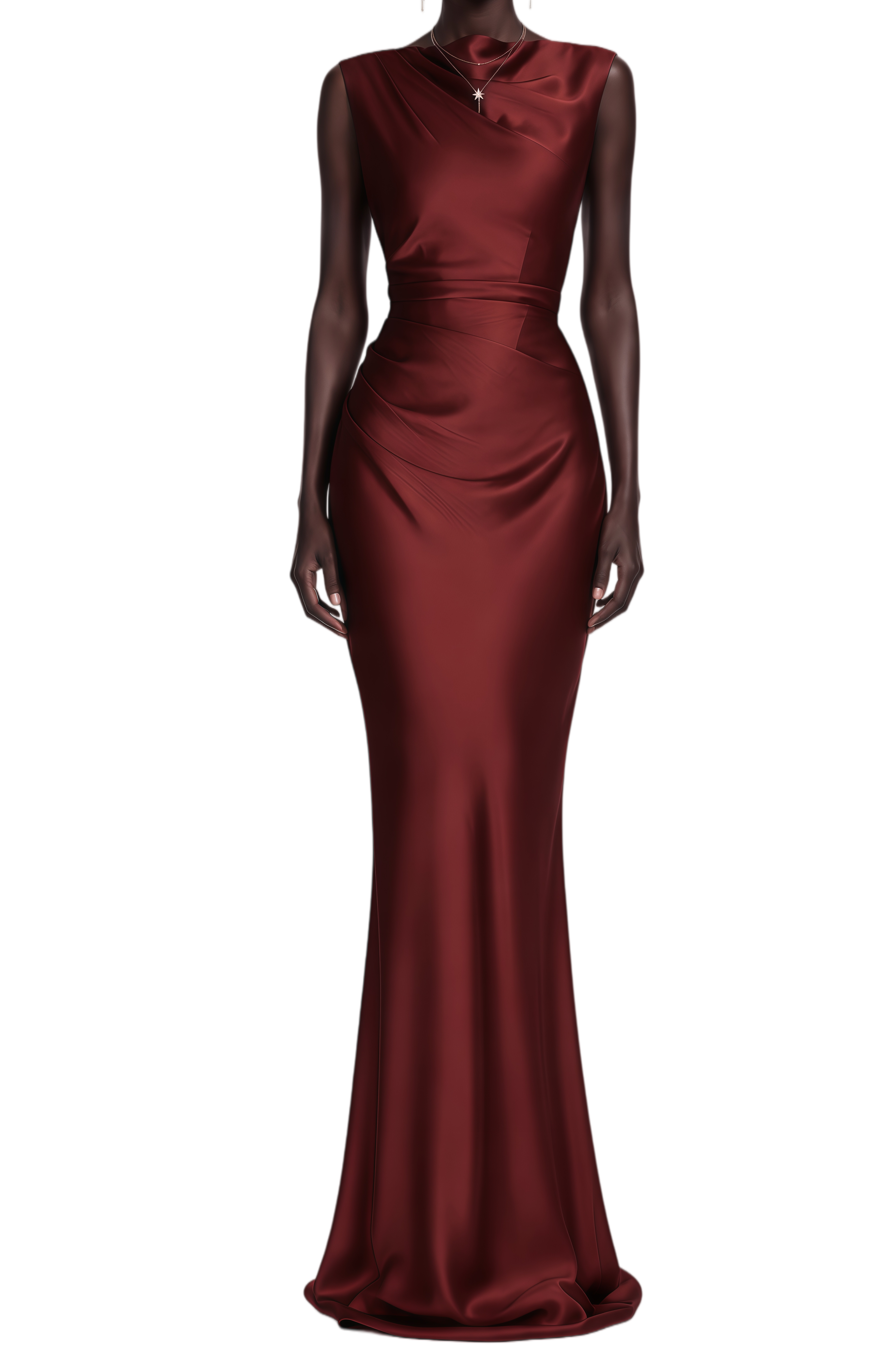 Cathy Burgundy Open Back Ruched Maxi Dress