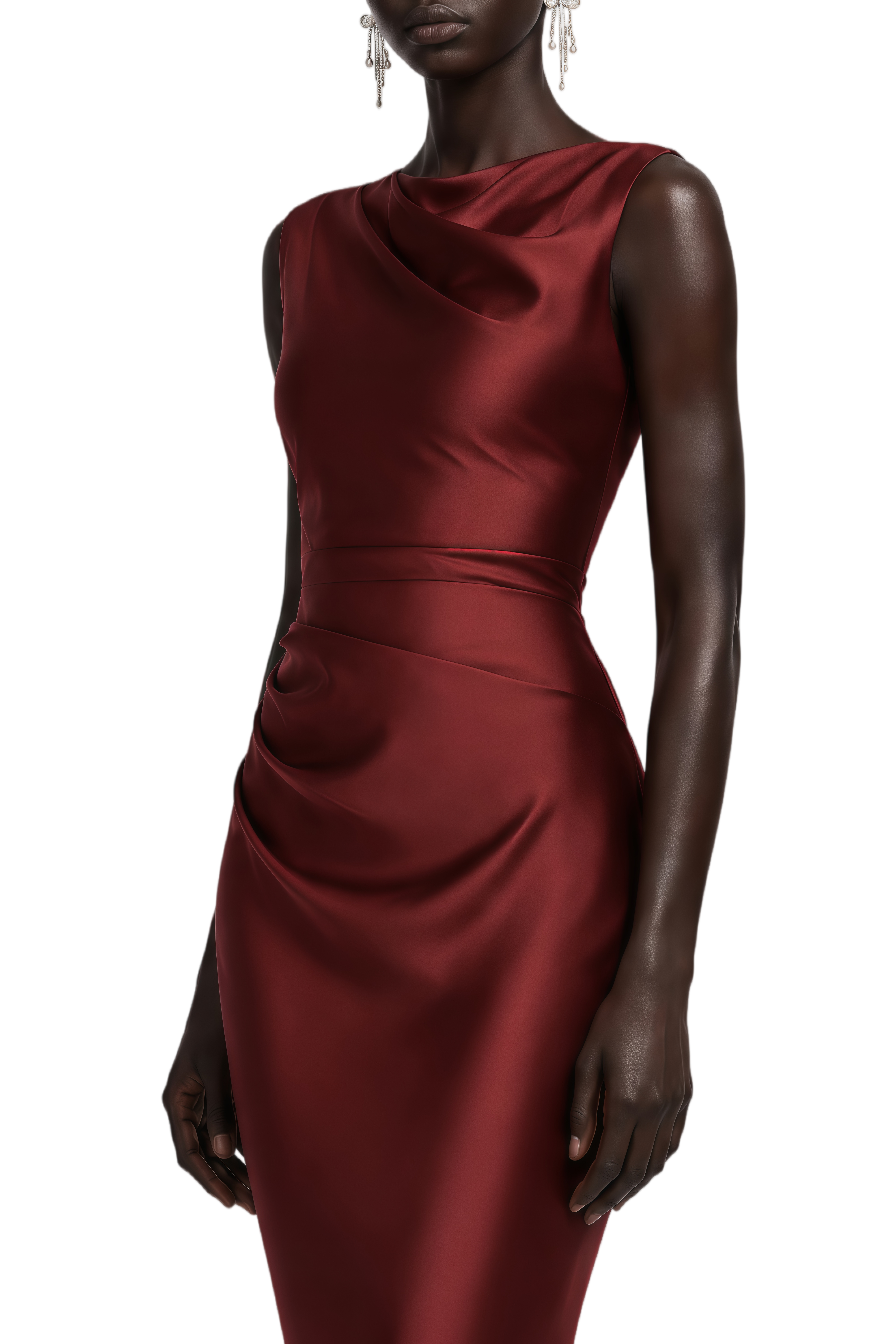 Cathy Burgundy Open Back Ruched Maxi Dress