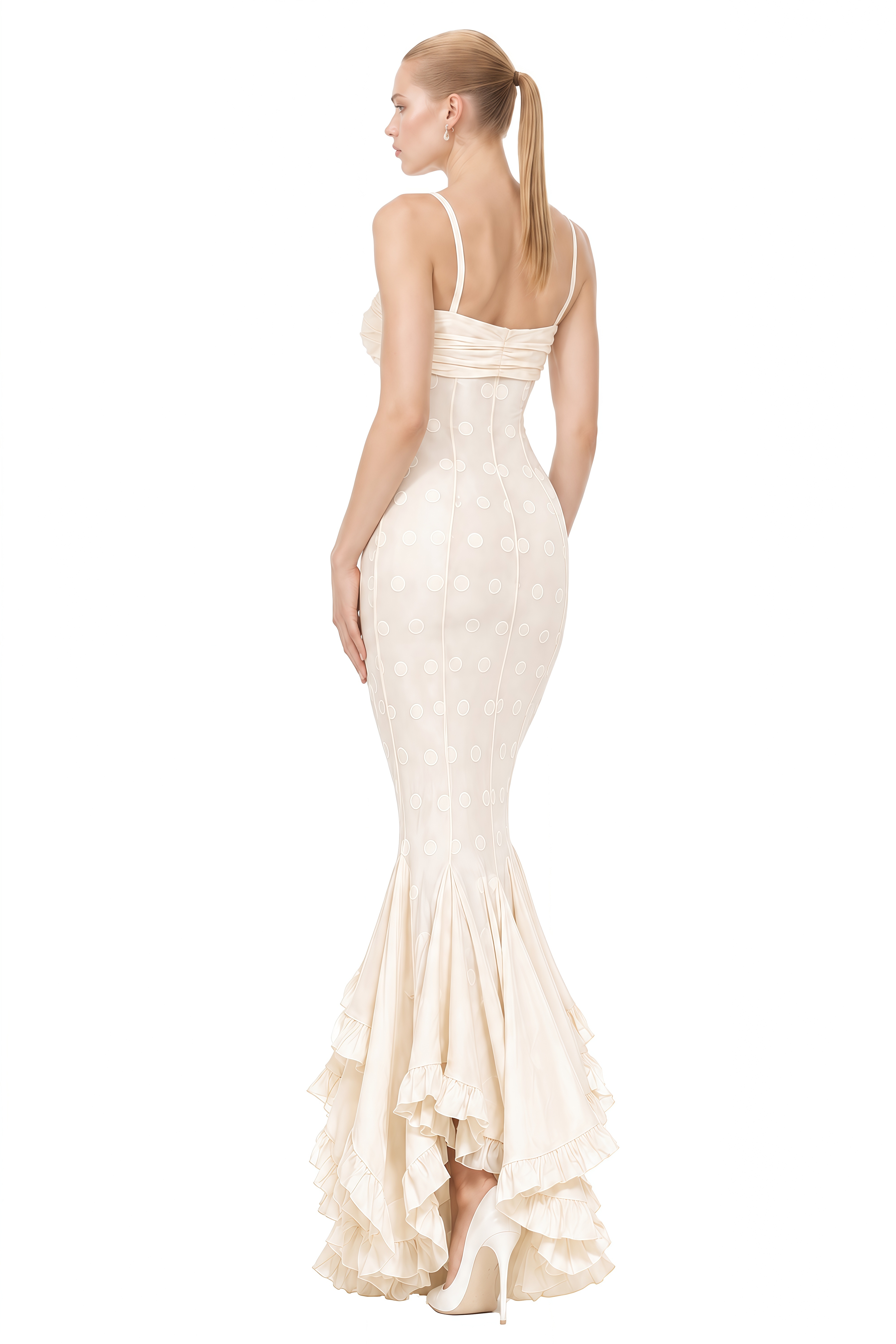 Cecile Ivory Sleeveless Ruched Maxi Dress