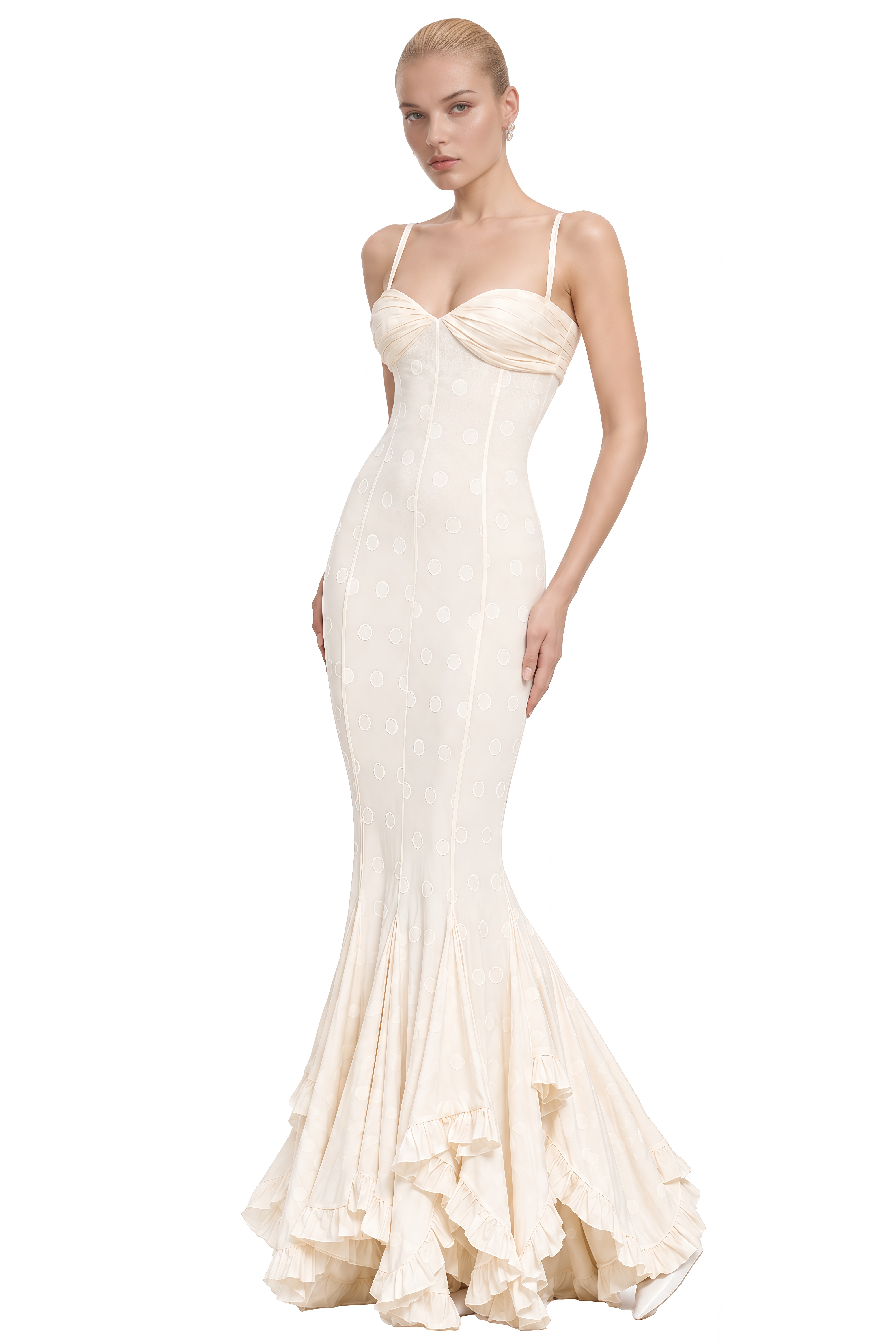 Cecile Ivory Sleeveless Ruched Maxi Dress
