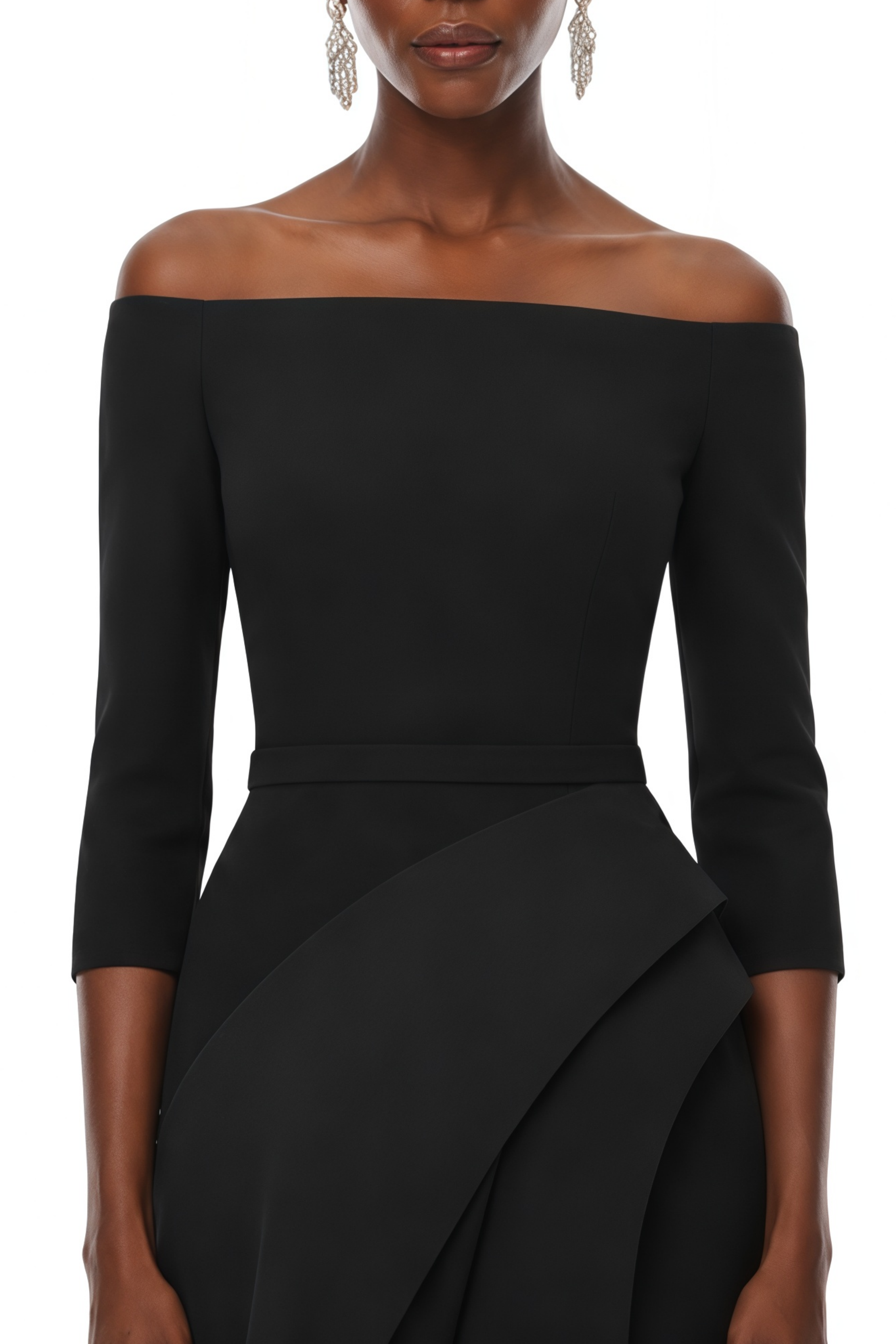 Dorothy Black Three Quarter Sleeve Slit Maxi Dress