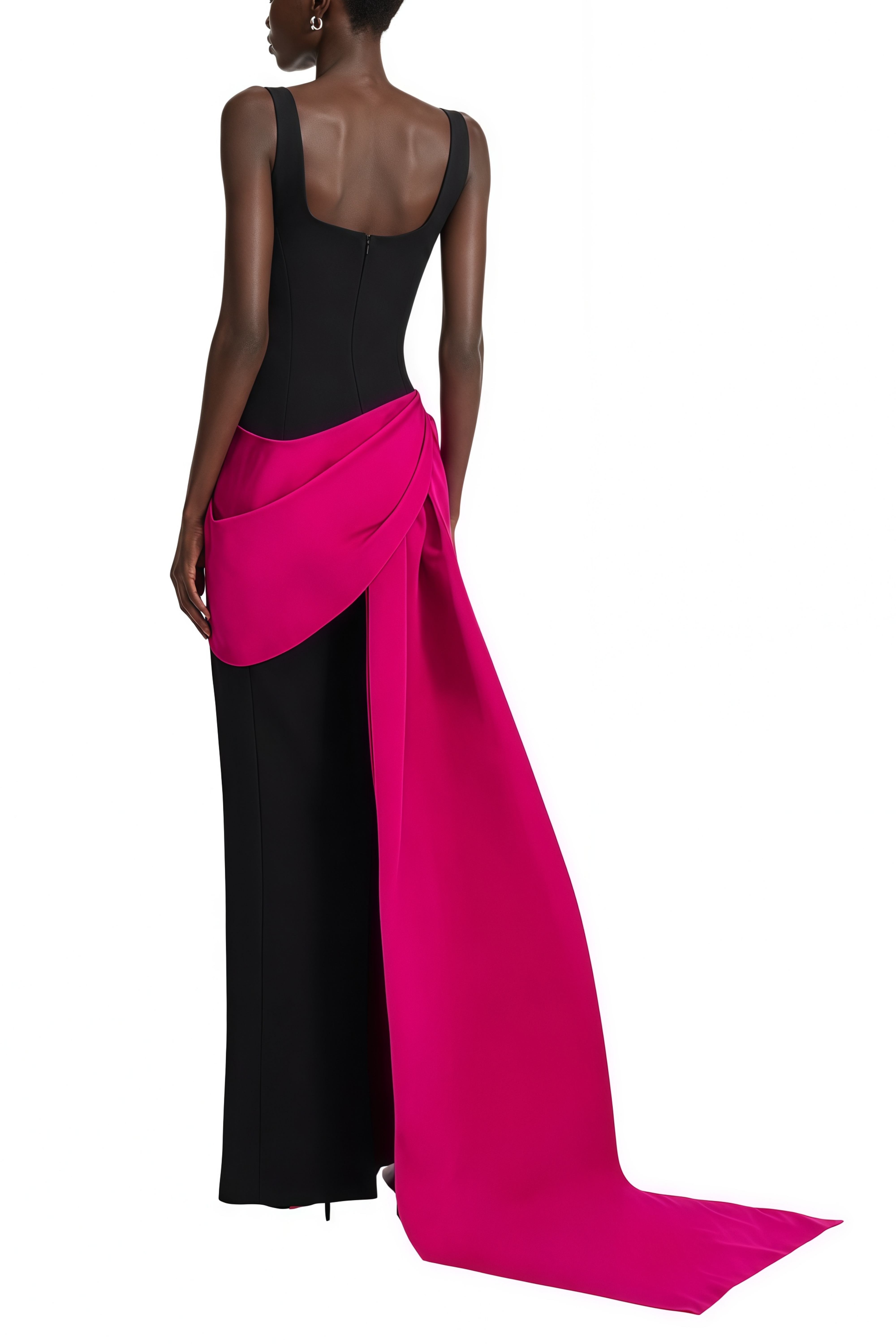 Zinnia Black Asymmetric Maxi Gown