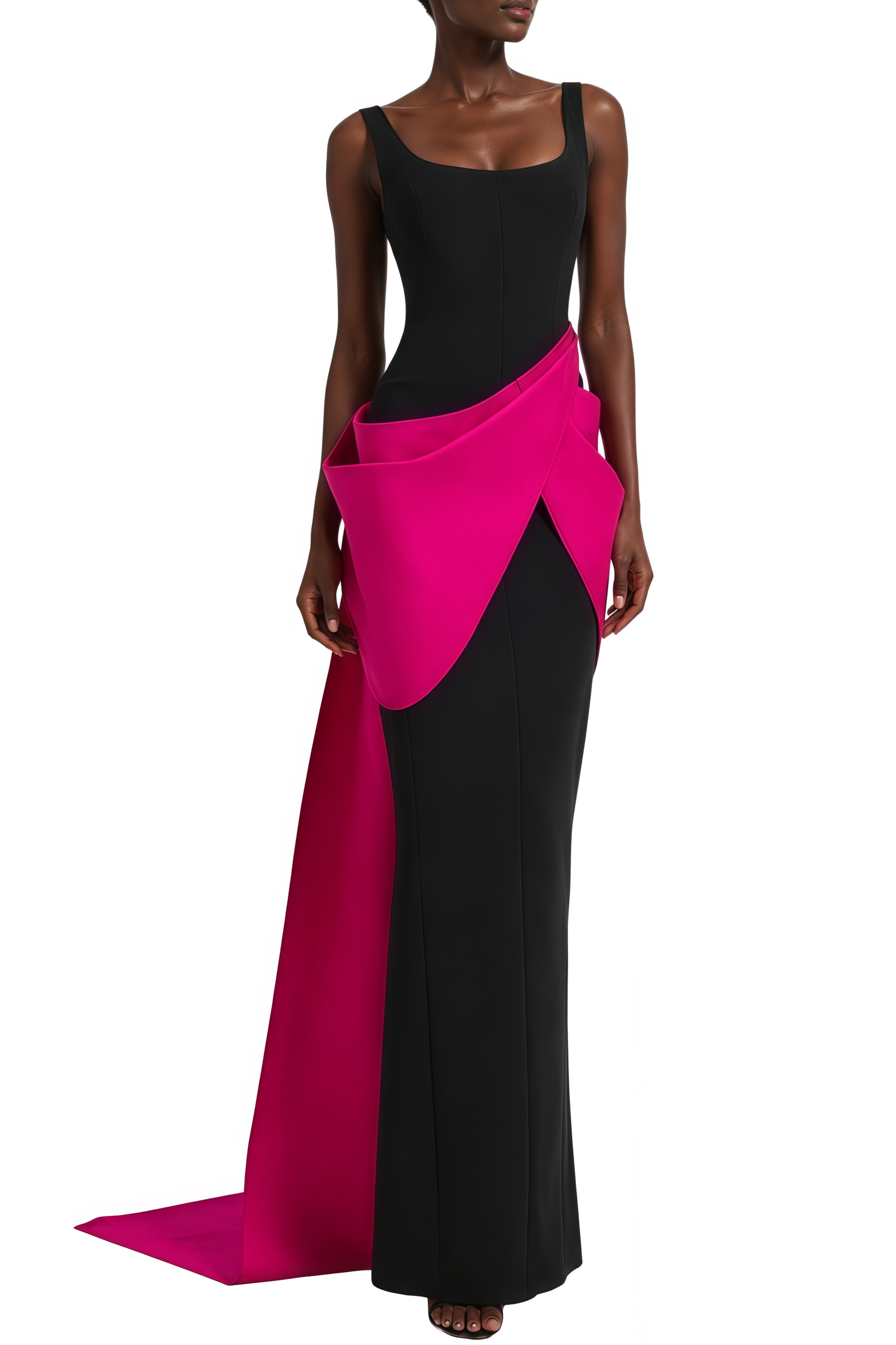 Zinnia Black Asymmetric Maxi Gown