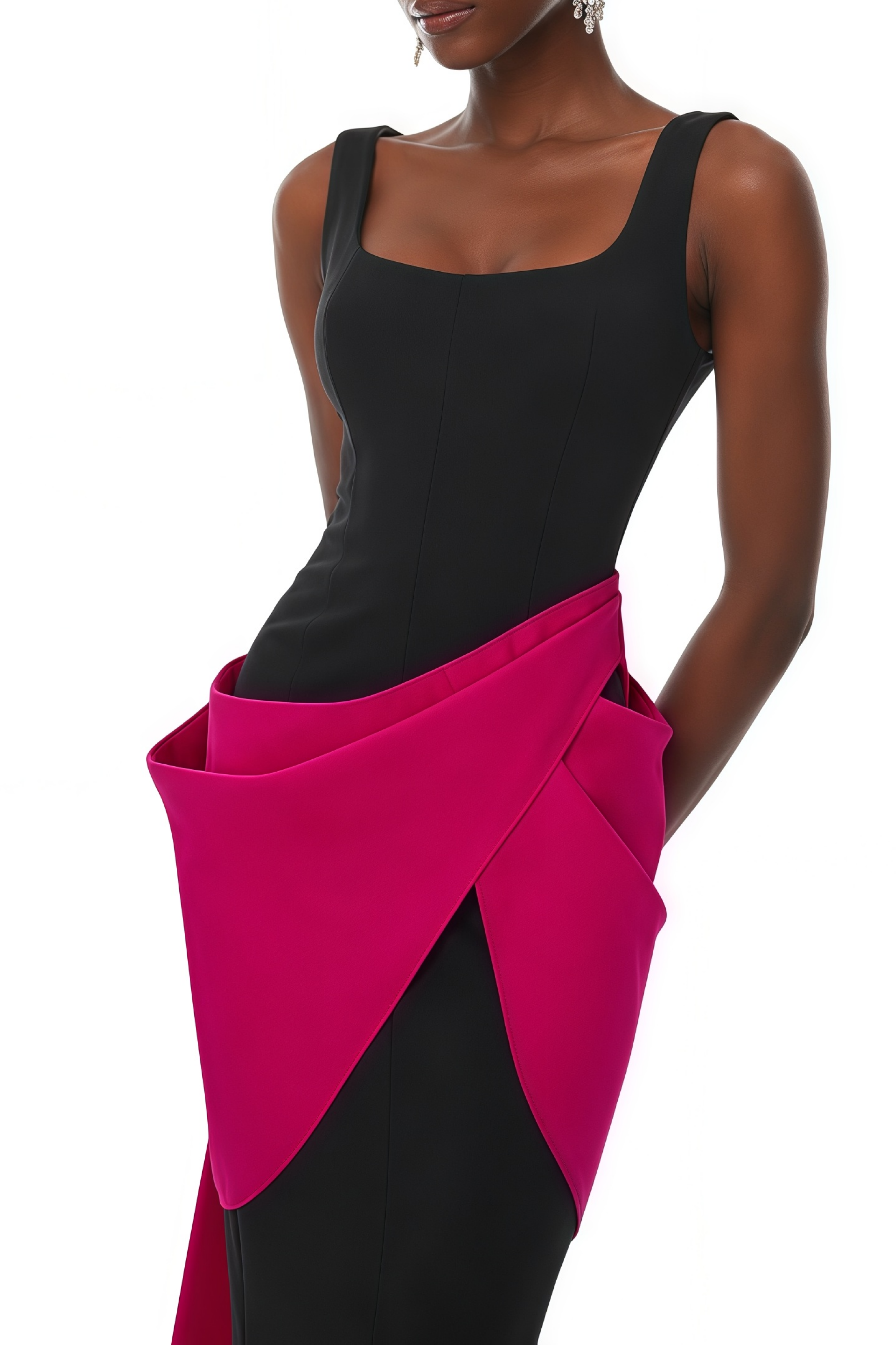 Zinnia Black Asymmetric Maxi Gown