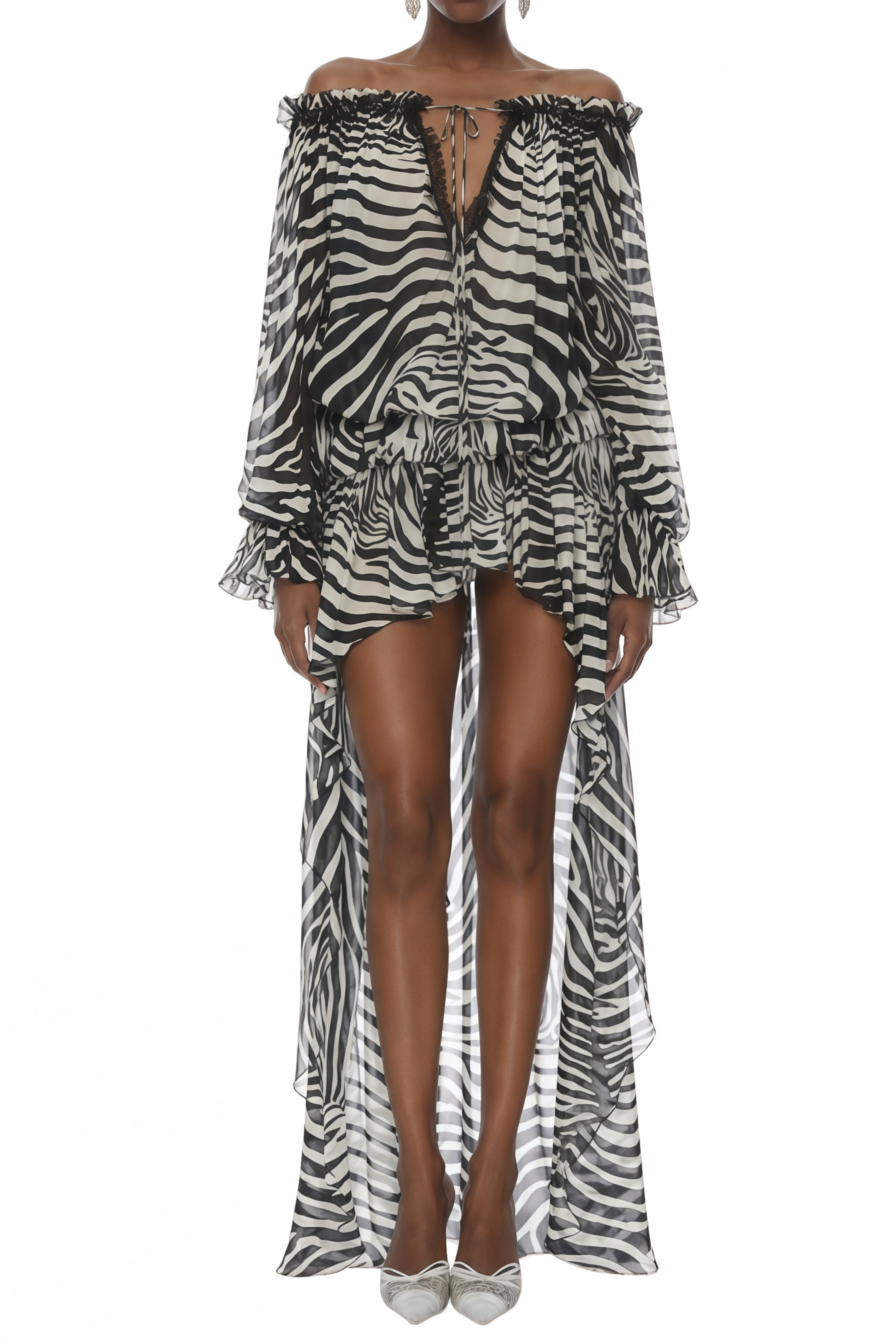 Dana Color Block Zebra Print Top & Asymmetrical Skirt Set