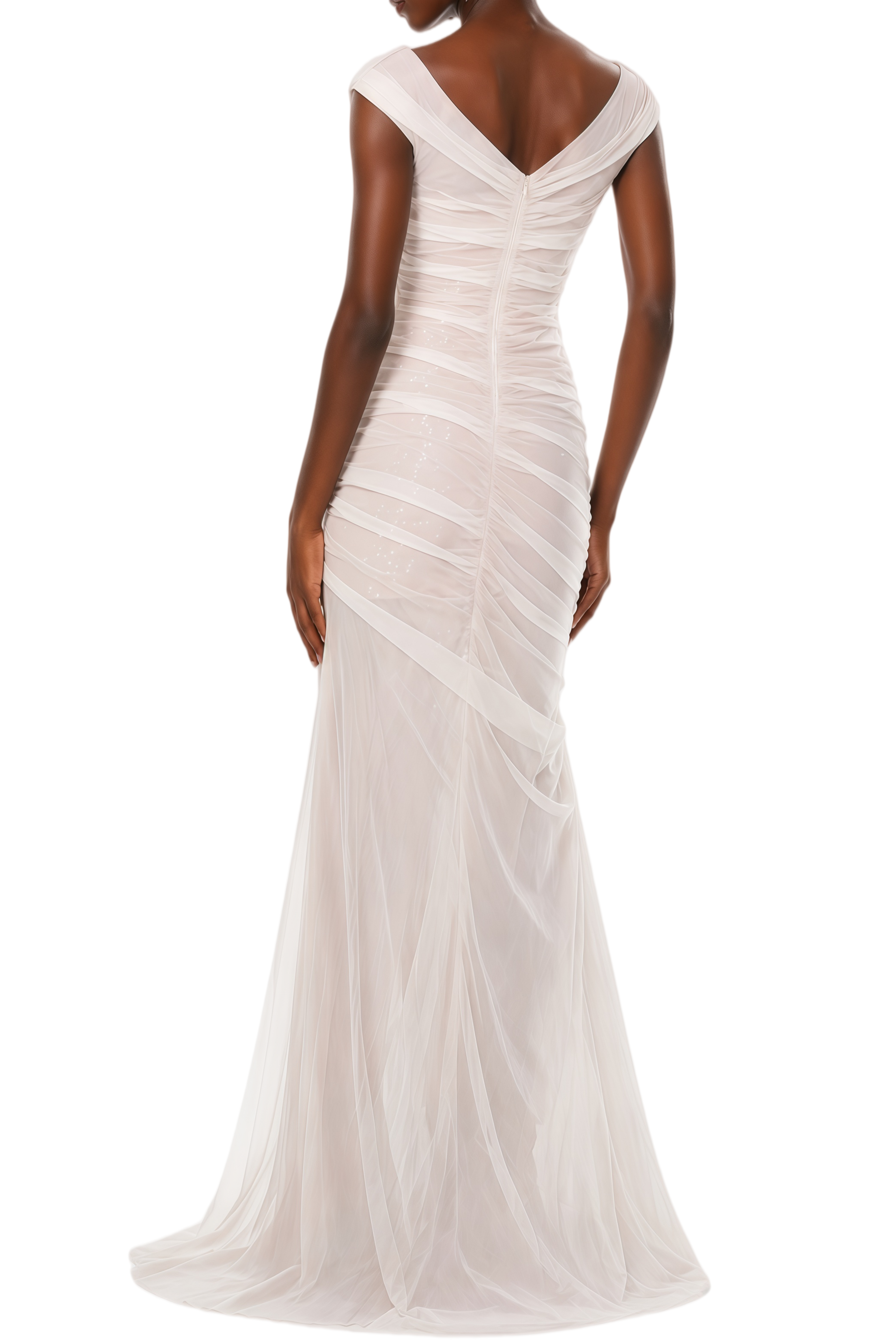 Deirdre Cream White Ruched Asymmetrical Maxi Dress