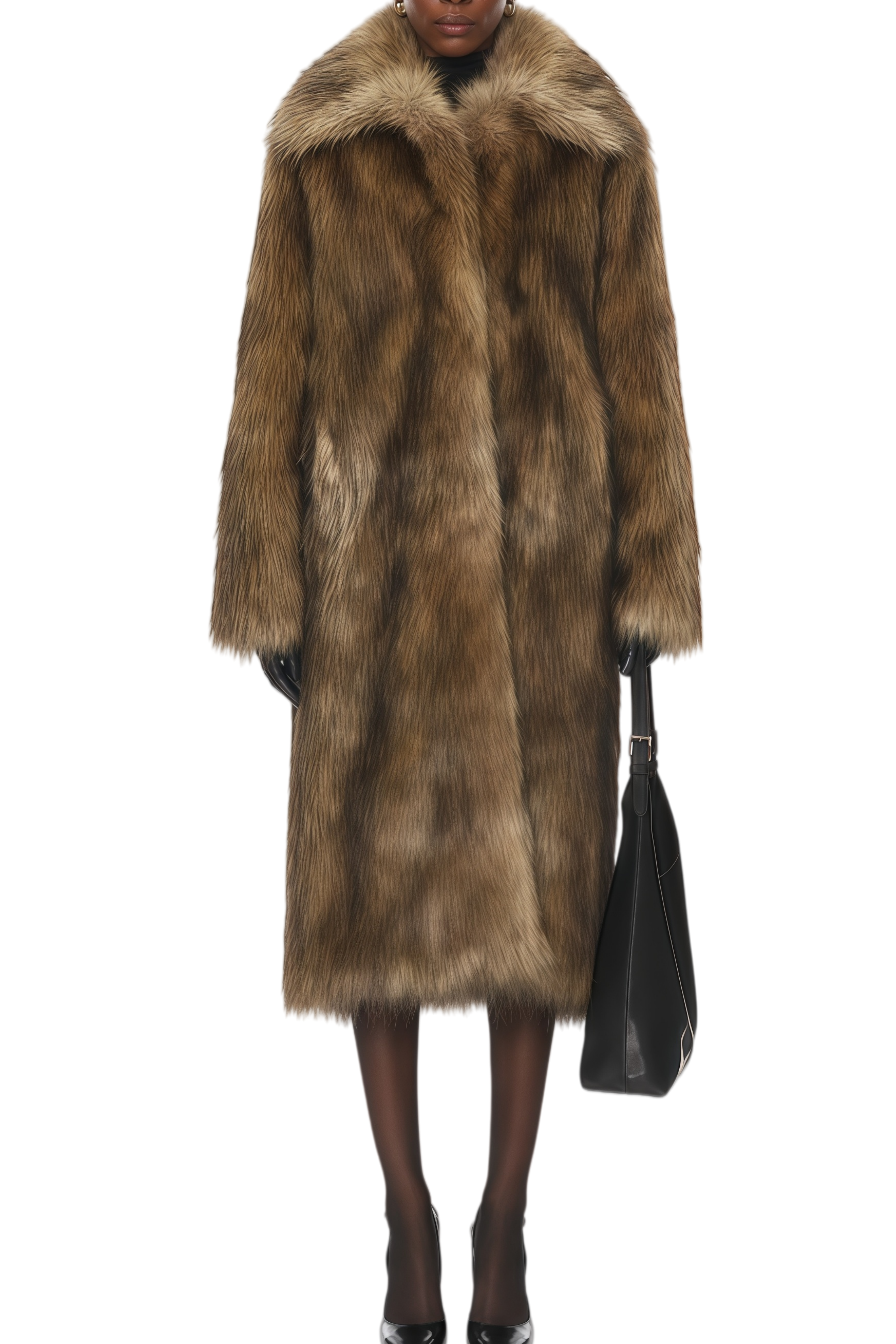 Eleanore Brown Notch Collar Fur Coat