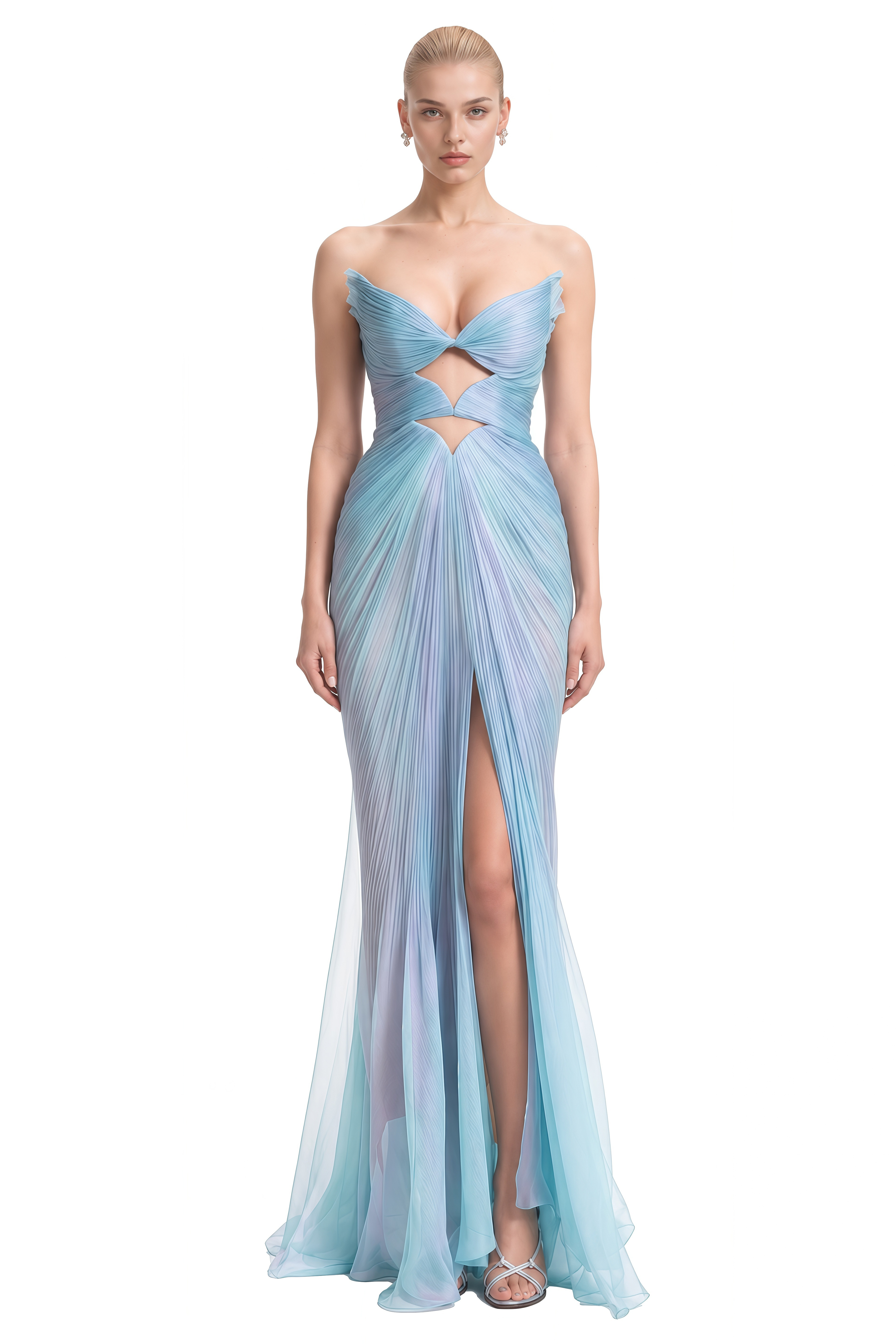 Eloise Light Blue Strapless Cut-Out Maxi Dress