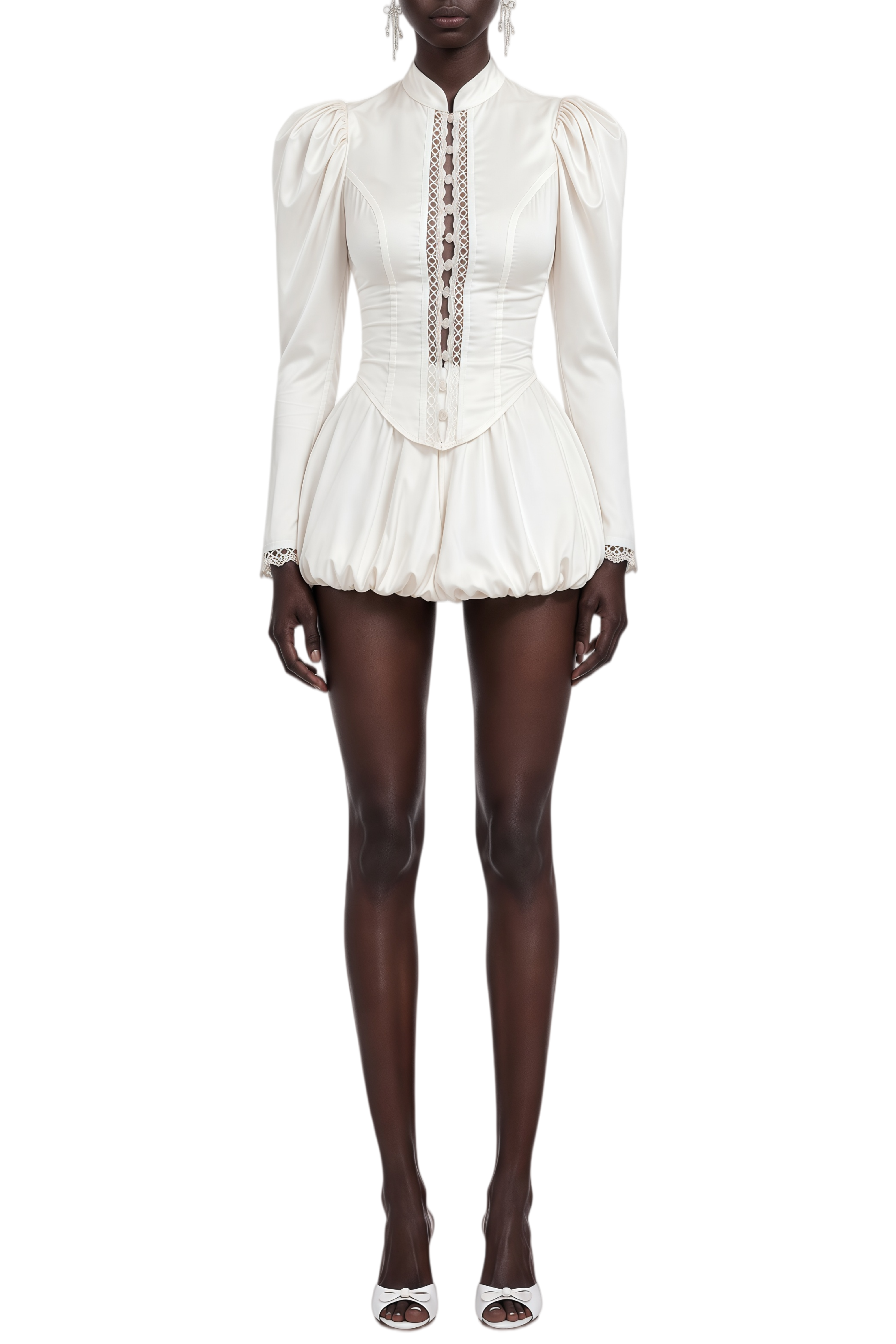 Ember White Cut-out Lace Top & Skirt Set