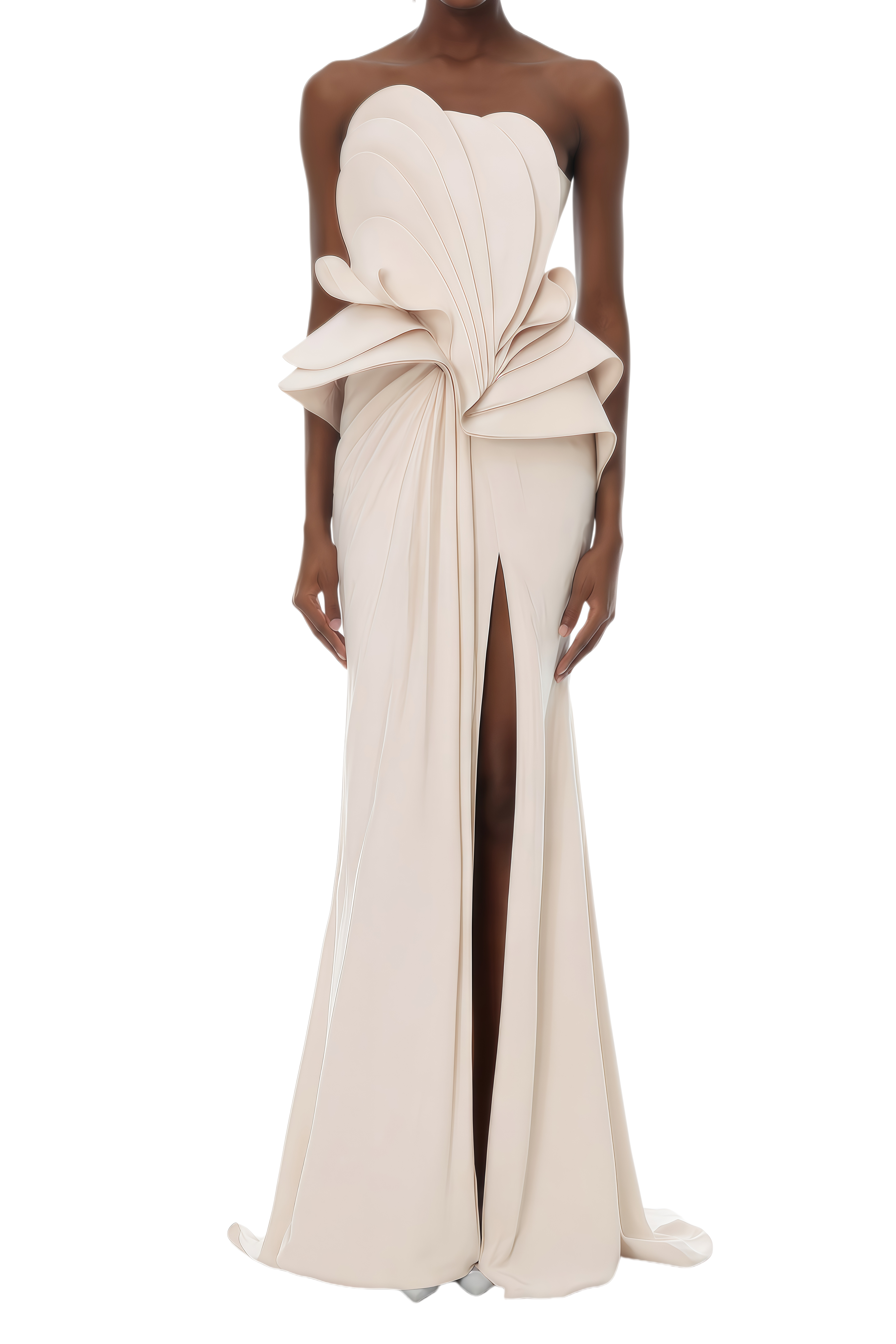 Felicity Ivory Off Shoulder Asymmetrical Maxi Dress