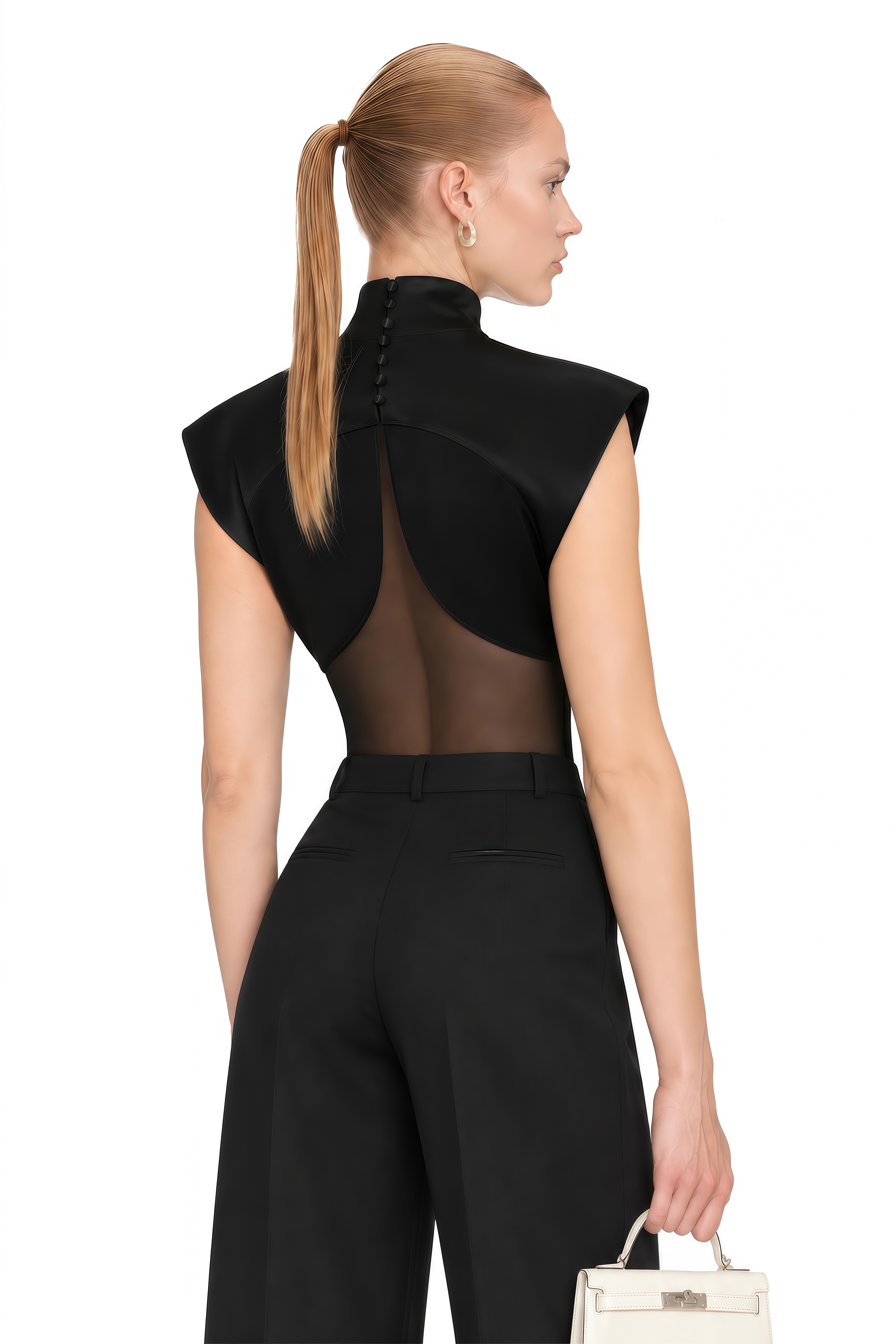 Fiadh Black Turtleneck Sleeveless Bodysuit