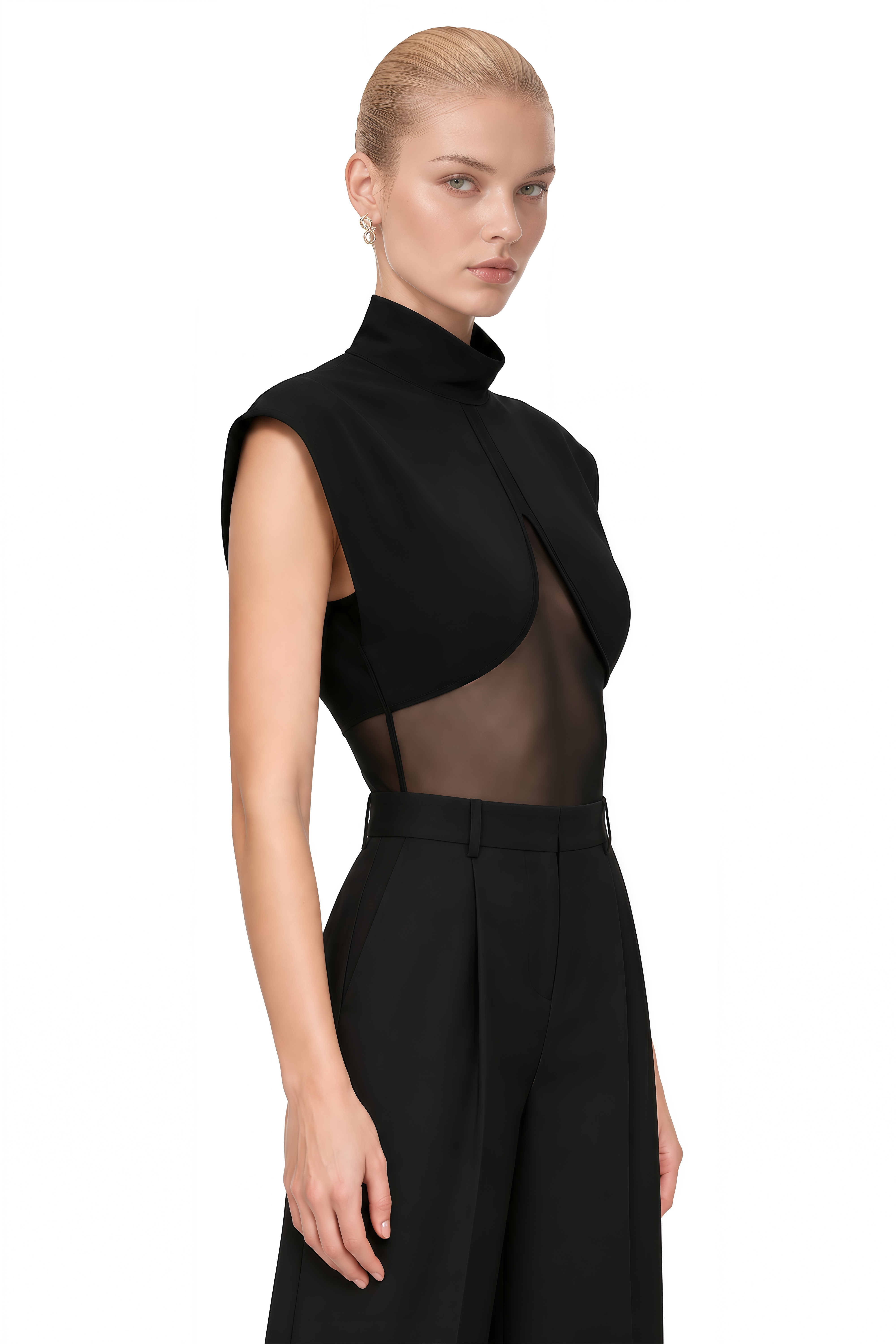 Fiadh Black Turtleneck Sleeveless Bodysuit