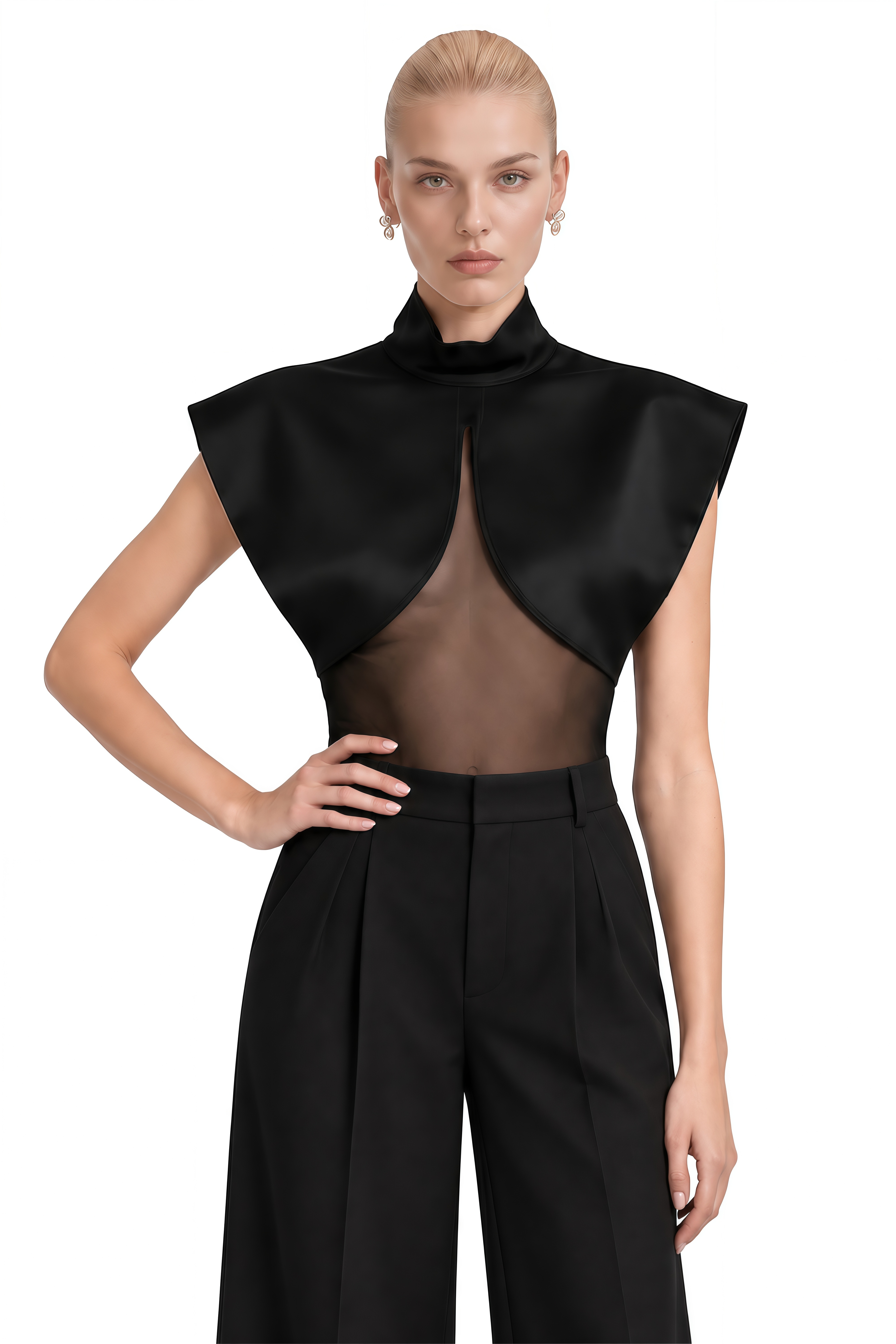 Fiadh Black Turtleneck Sleeveless Bodysuit